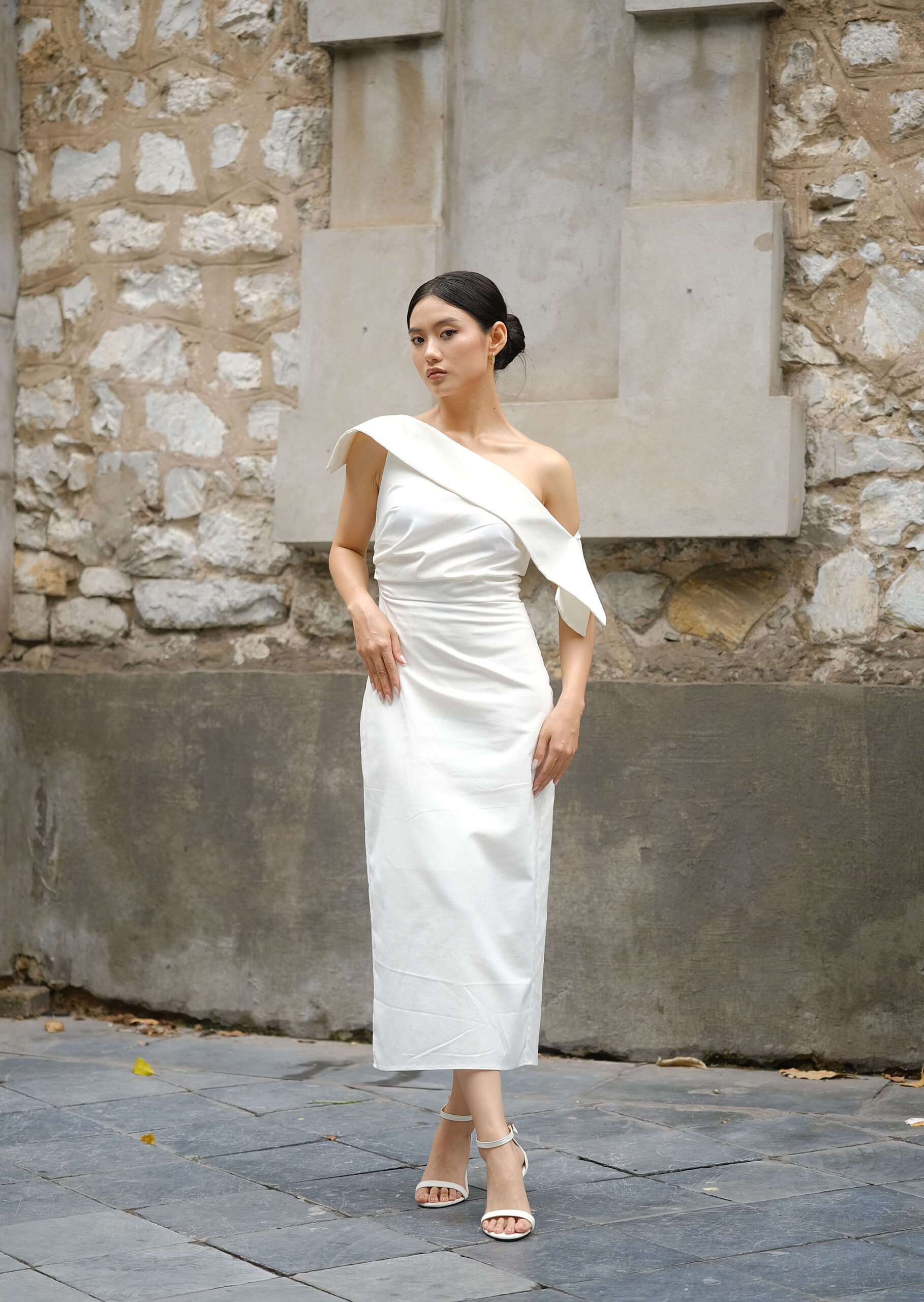 Ada Midi Dress - Linen - White