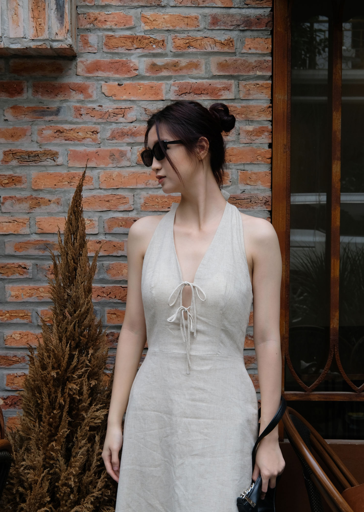 Cara Midi Dress - Linen - Beige - Image 8