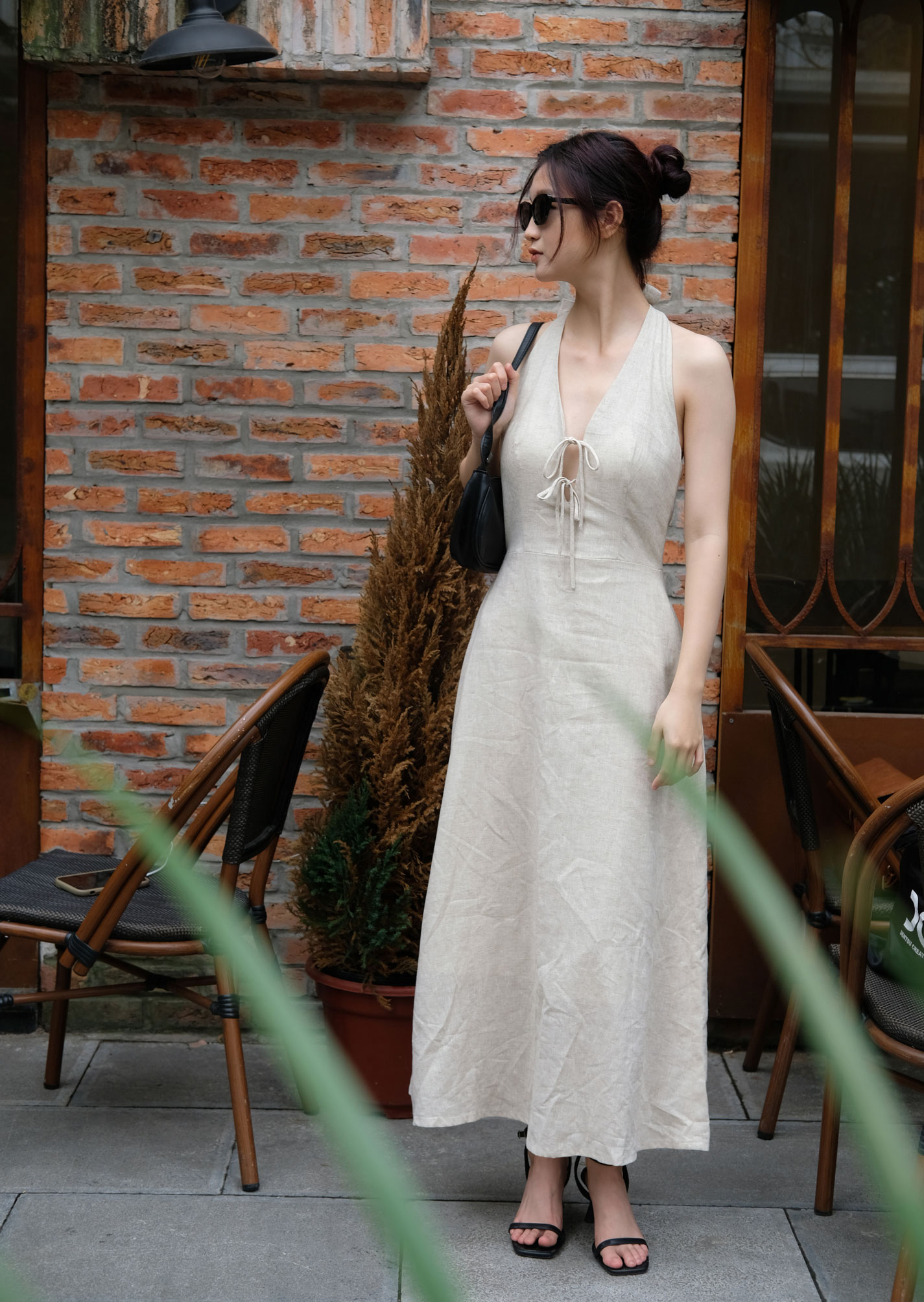 Cara Midi Dress - Linen - Beige - Image 7