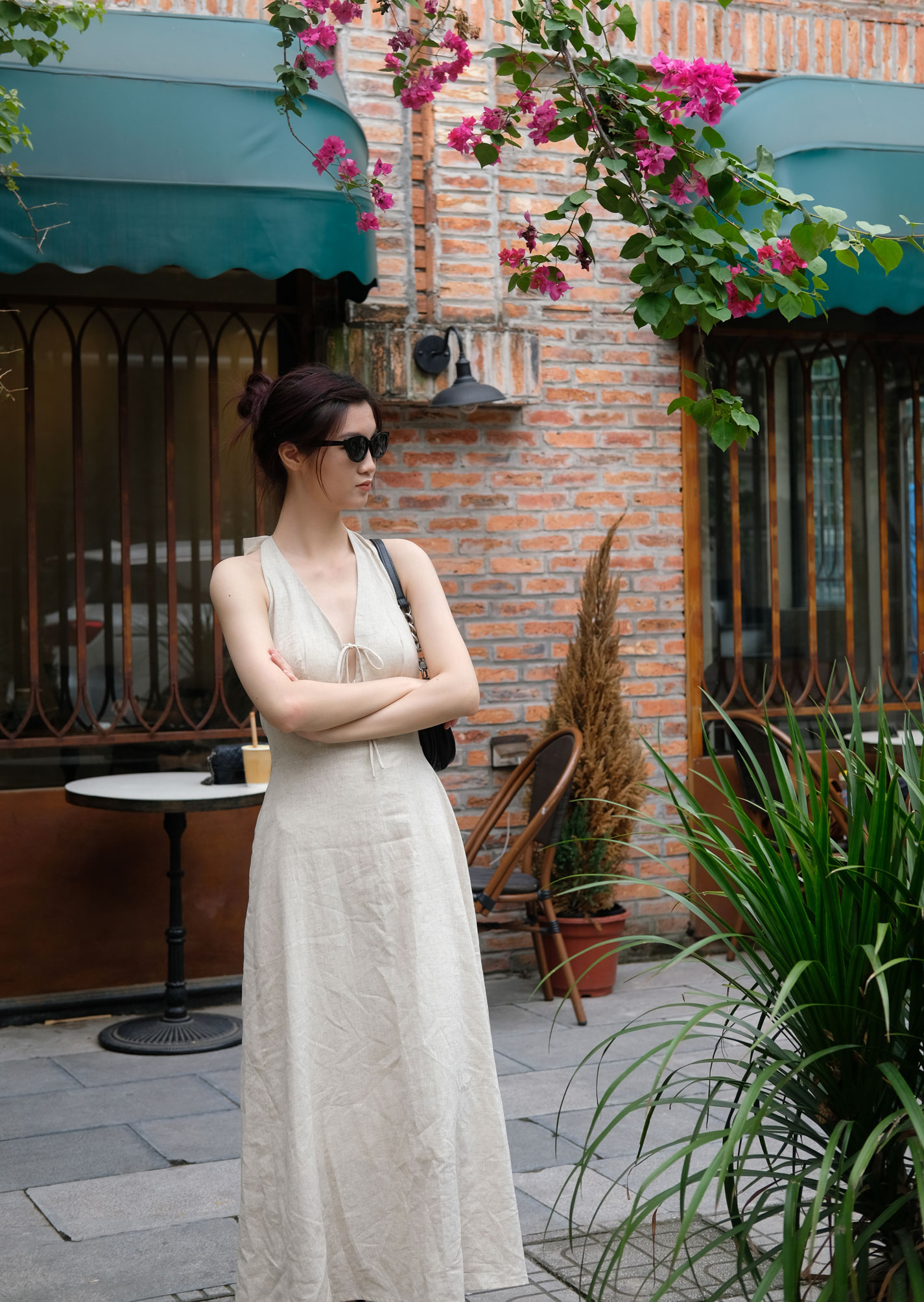 Cara Midi Dress - Linen - Beige - Image 5