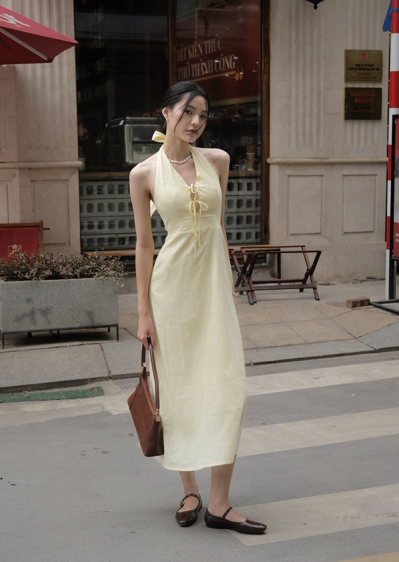 Cara Midi Dress - Linen - Yellow