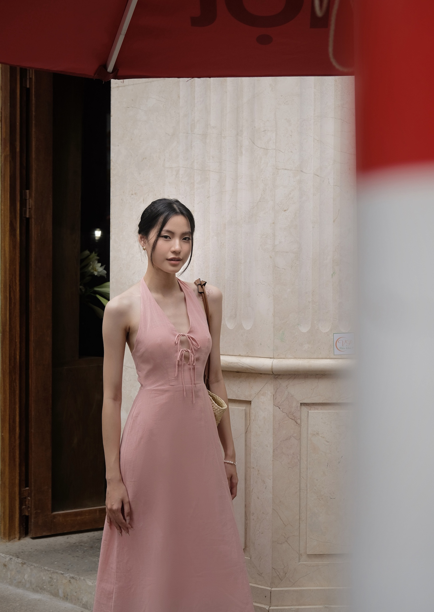 Cara Midi Dress - Linen - Pink