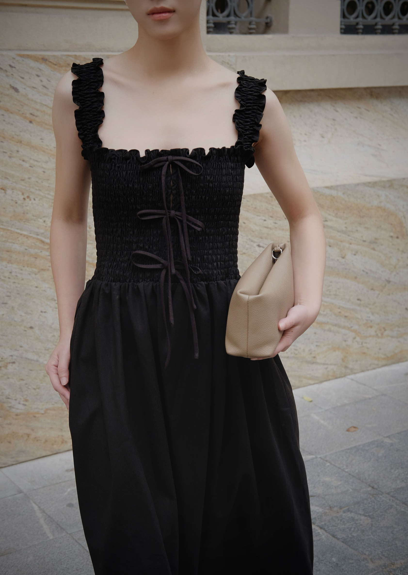 Alternative view of Celine Midi Dress - Linen - Black