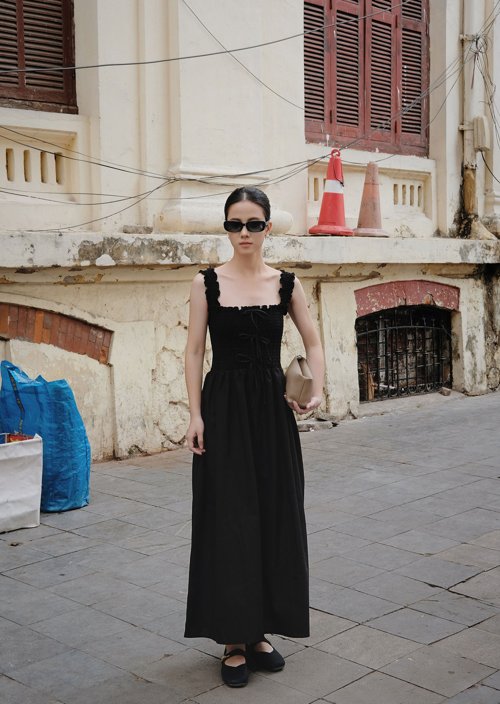 Celine Midi Dress - Linen - Black