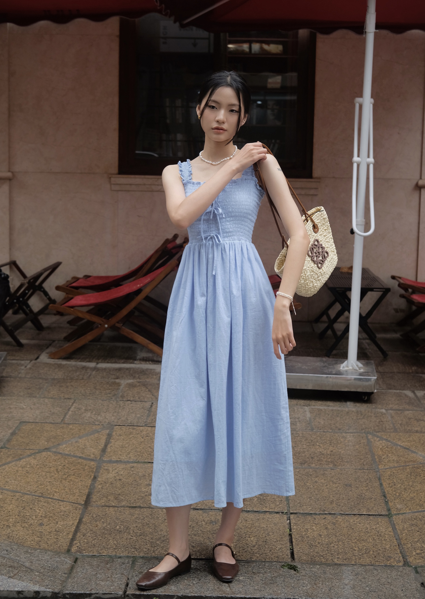 Celine Midi Dress - Linen - Blue