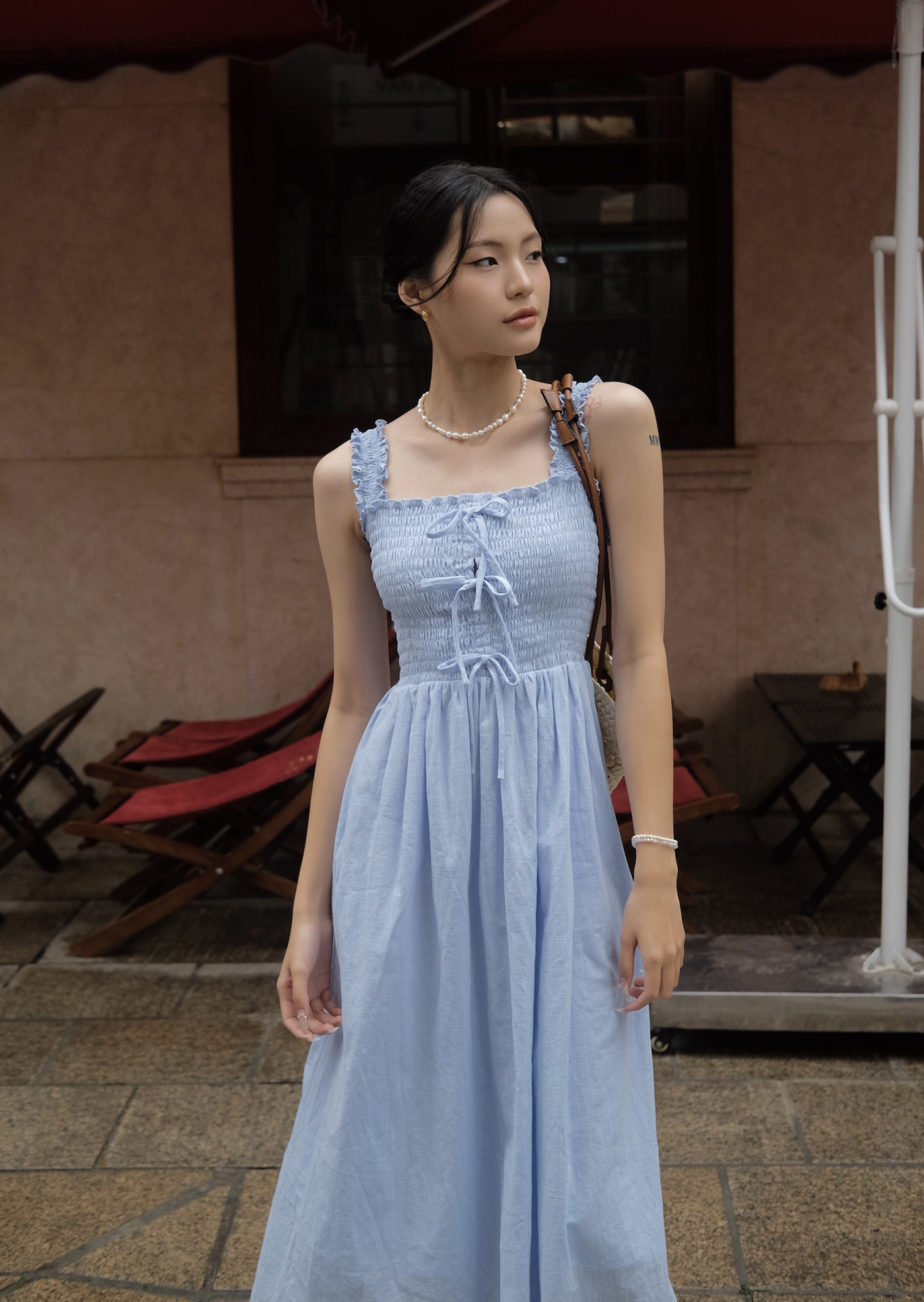 Alternative view of Celine Midi Dress - Linen - Blue