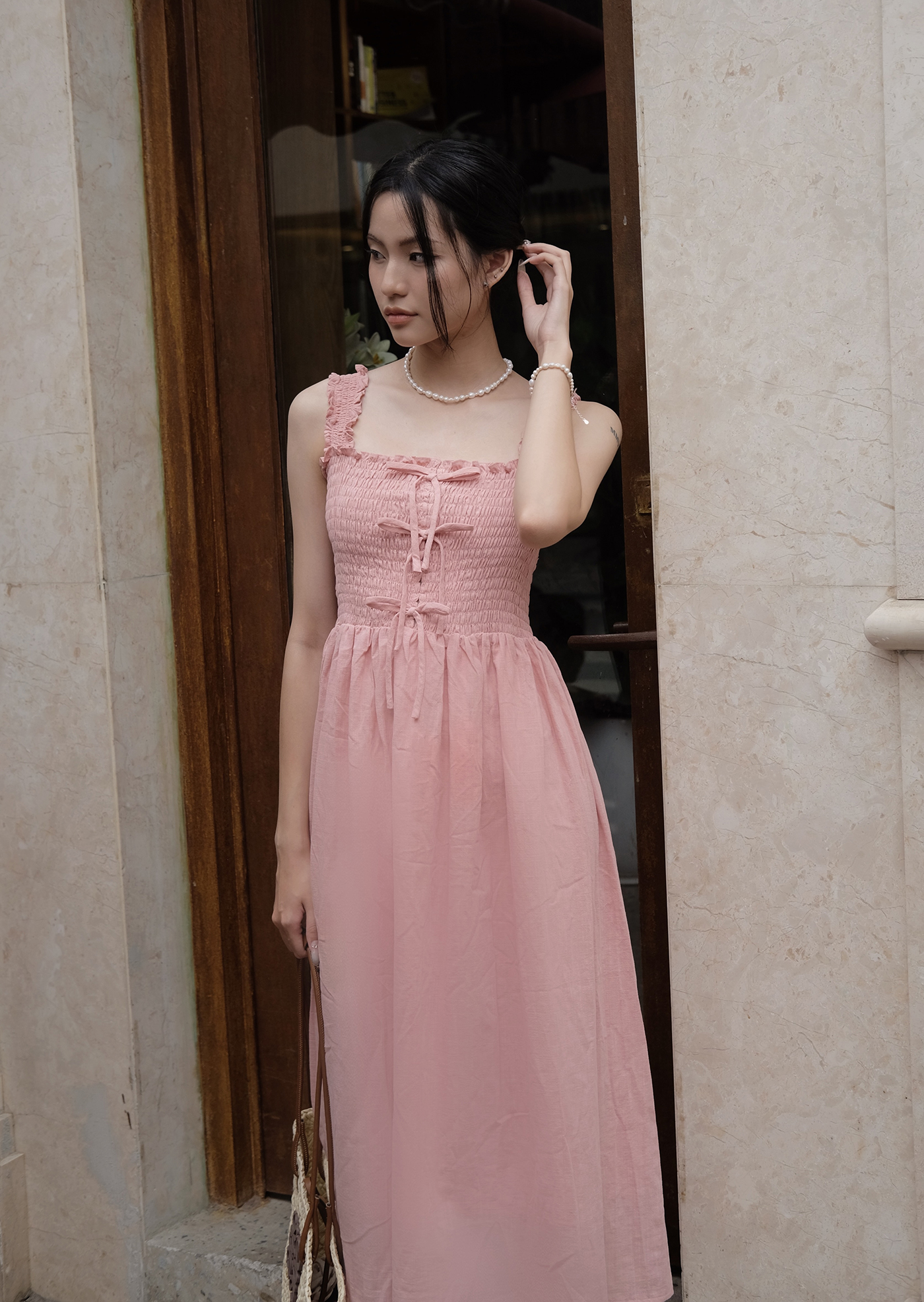 Alternative view of Celine Midi Dress - Linen - Pink