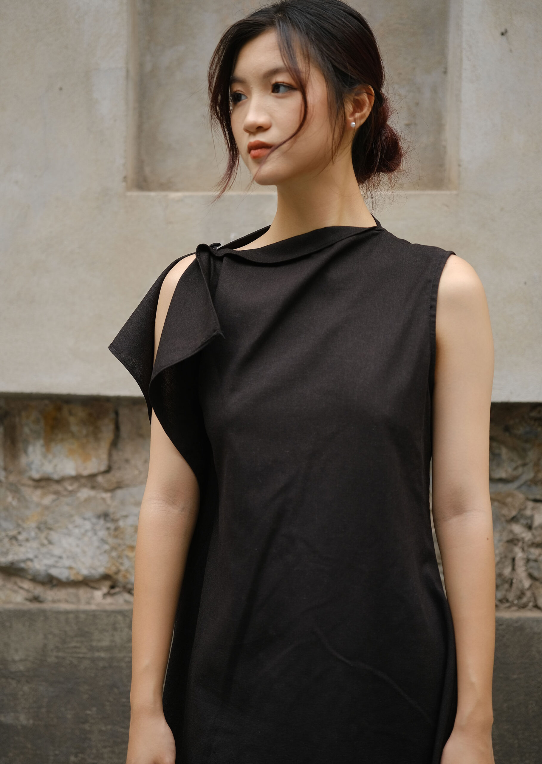 Cle Mini Dress - Linen - Black