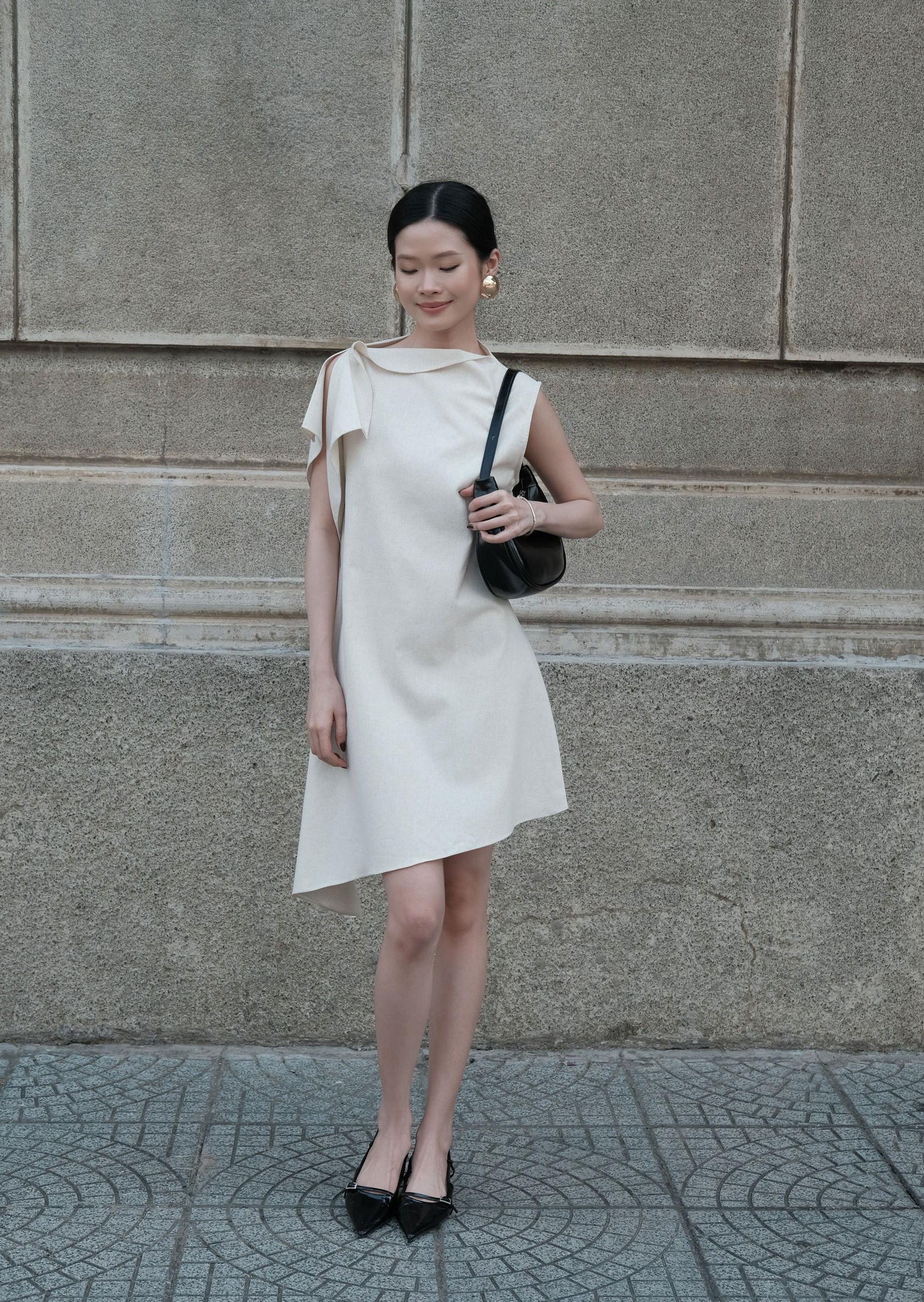 Cle Mini Dress - Linen - Beige - Image 4