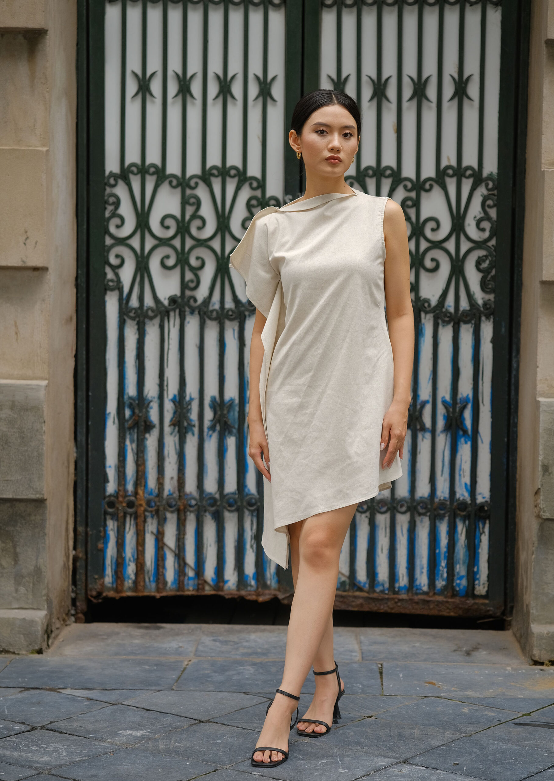 Cle Mini Dress - Linen - Beige - Image 9