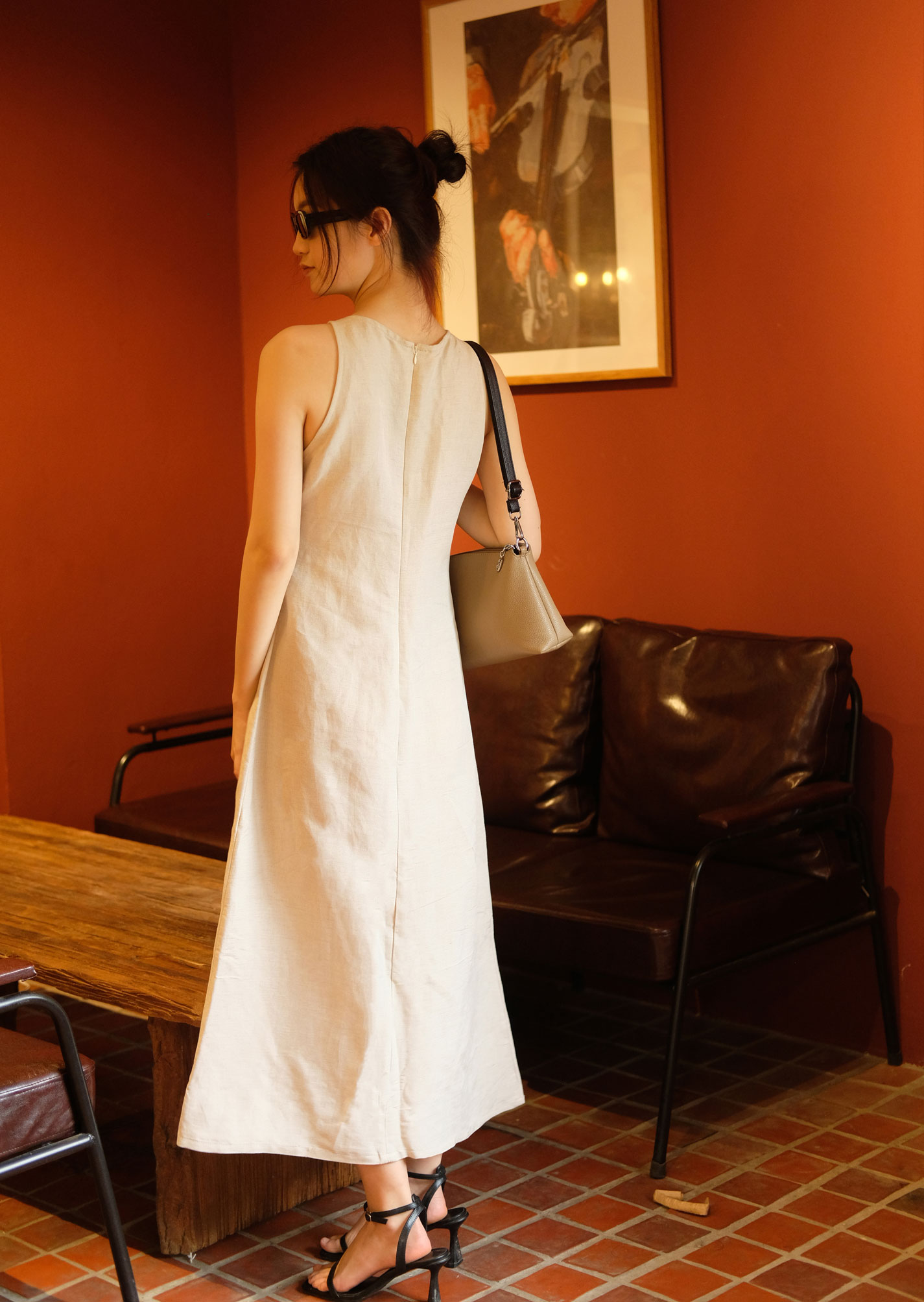 Alternative view of Coco Midi Dress - Linen - Beige