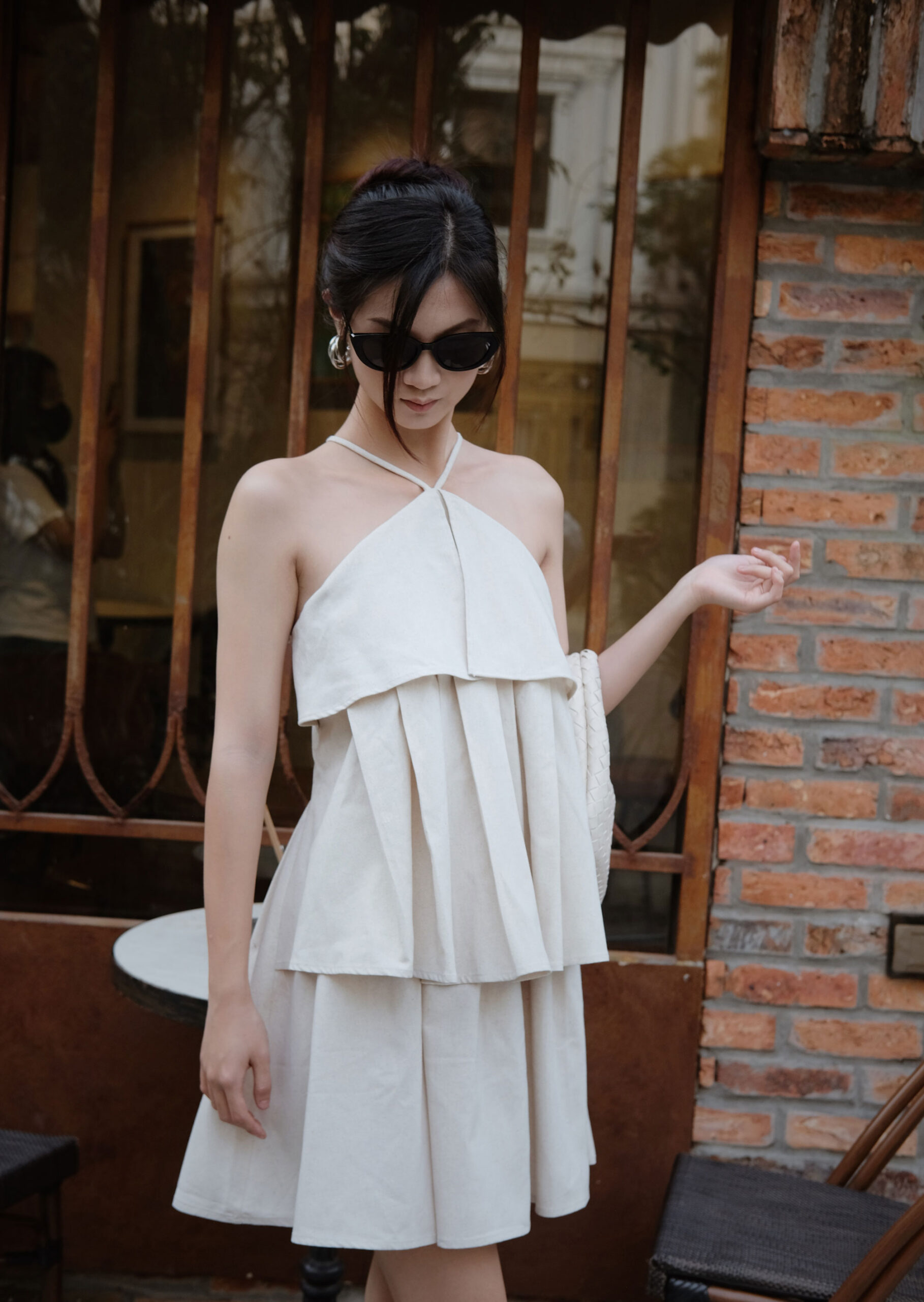 Hazel Mini Dress - Linen - Beige