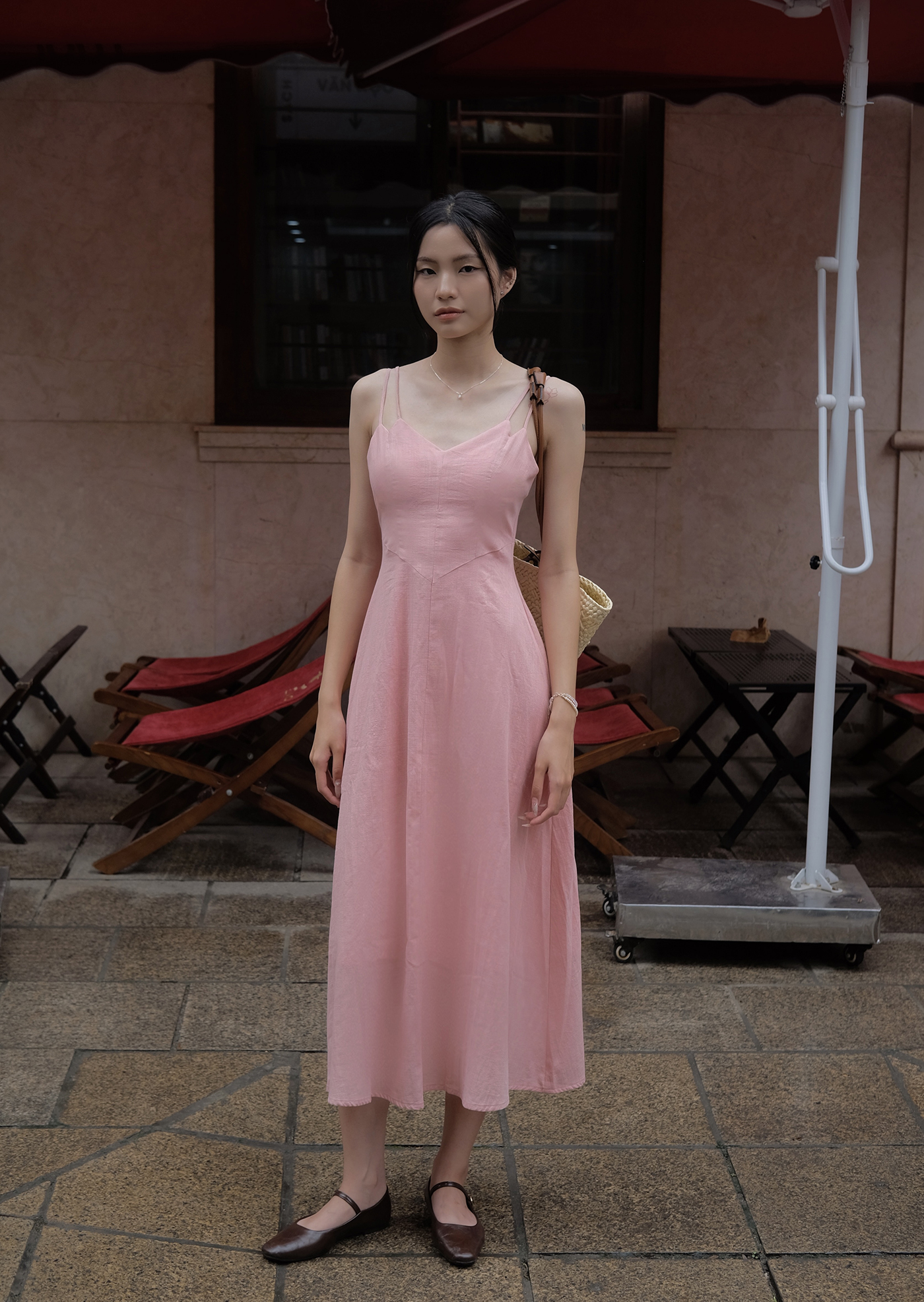 Karin Midi Dress - Linen - Pink