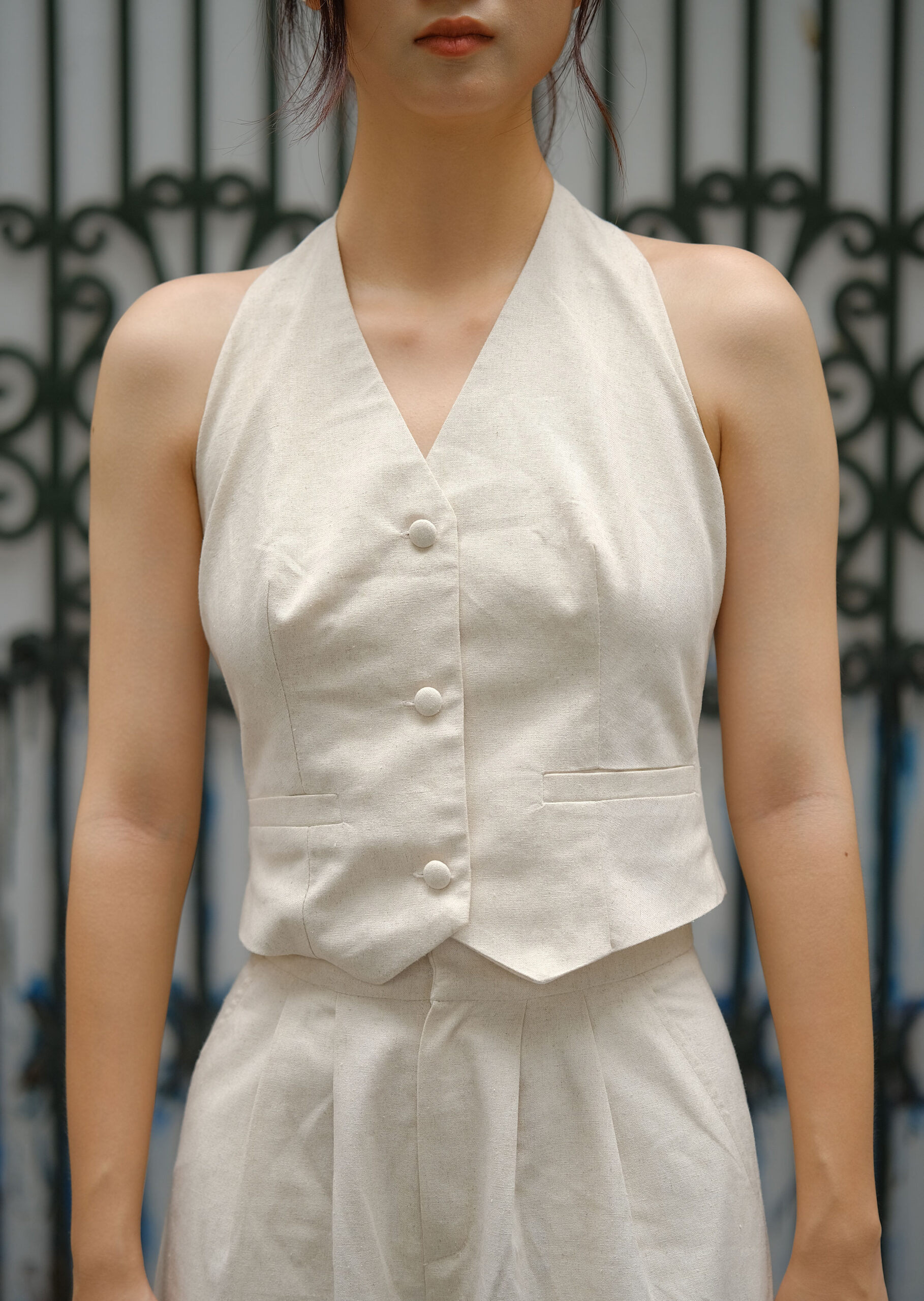 Kate Vest - Linen - Beige