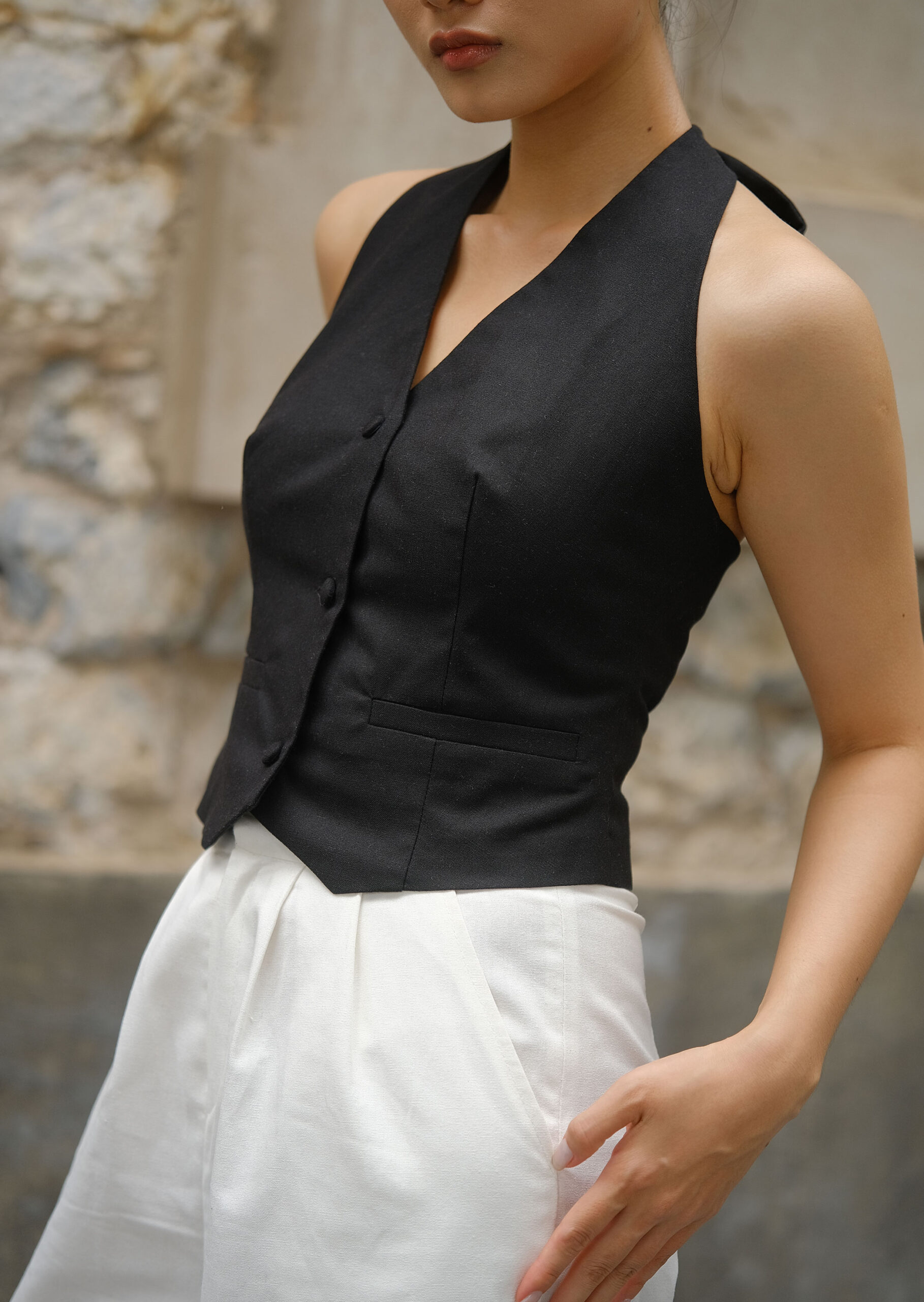 Kate Vest - Linen - Black