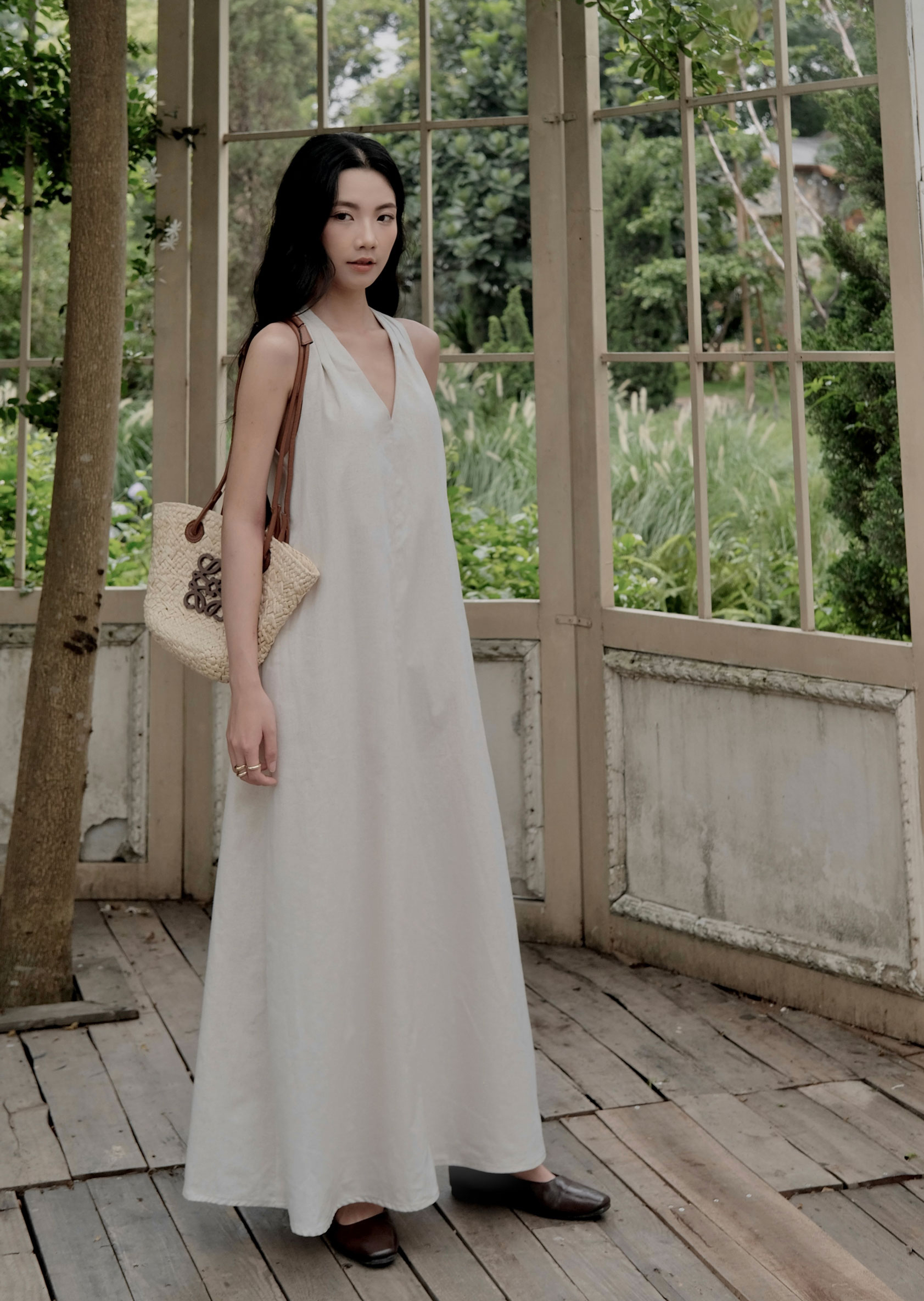 Larie Maxi Dress - Linen - Beige - Image 8