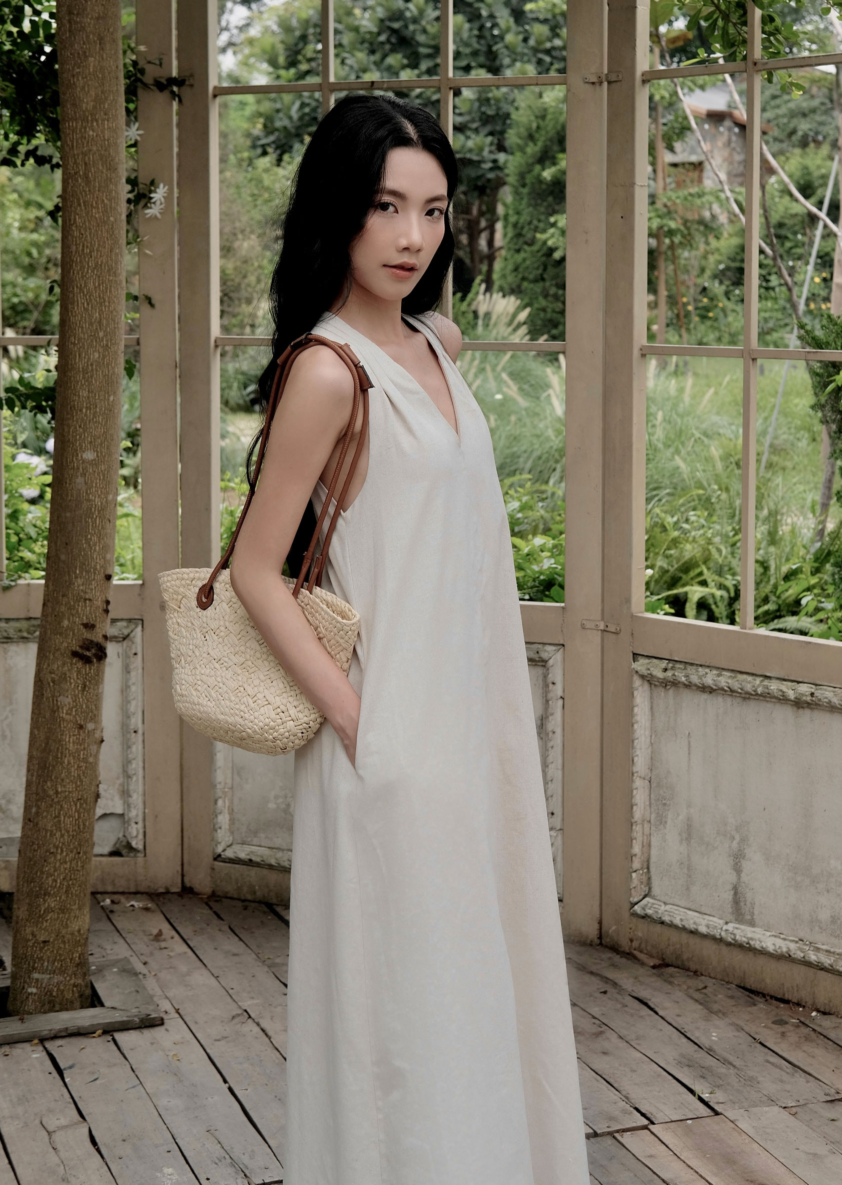 Larie Maxi Dress - Linen - Beige - Image 5