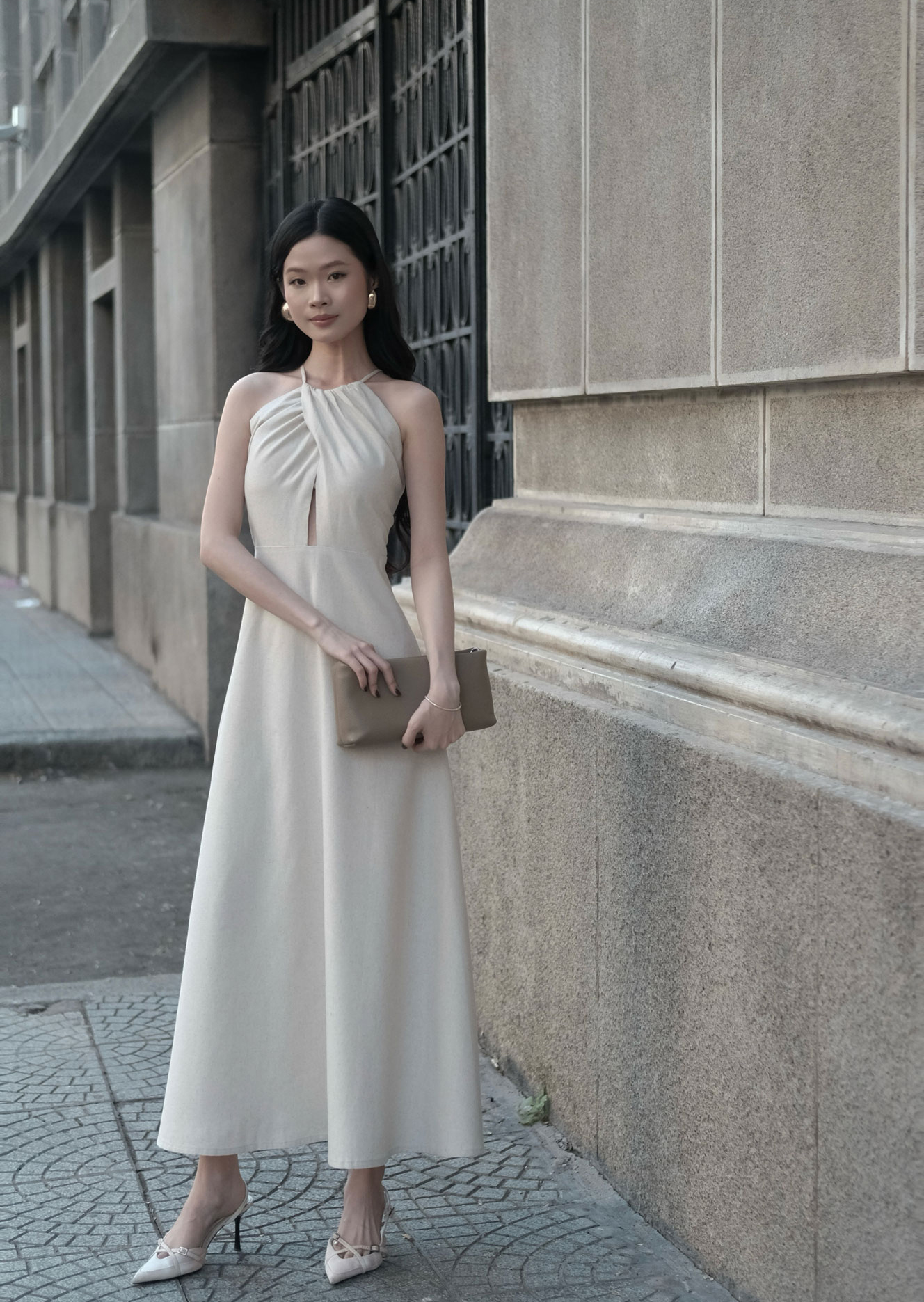 Liana Midi Dress - Linen - Beige - Image 6