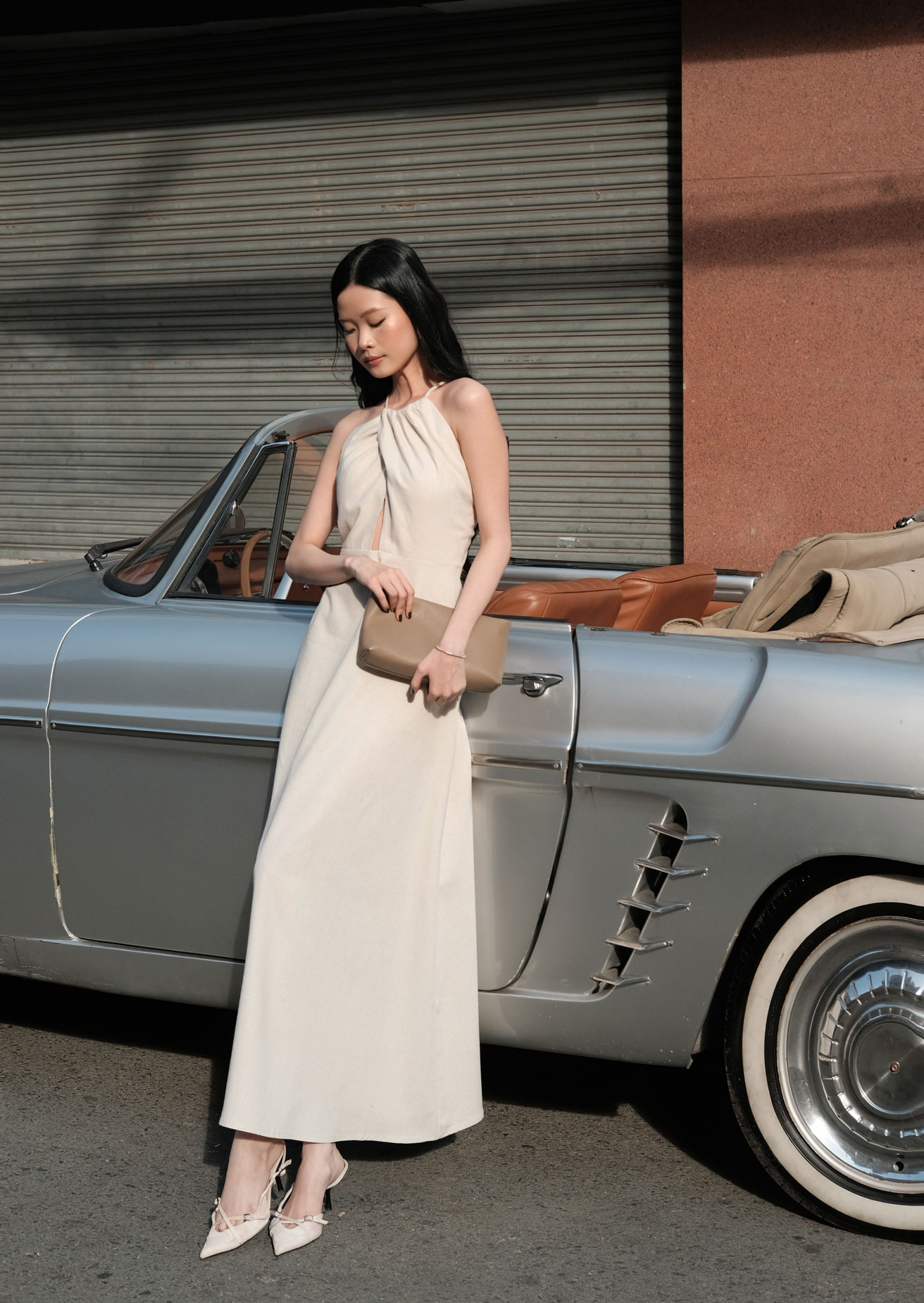 Liana Midi Dress - Linen - Beige - Image 8