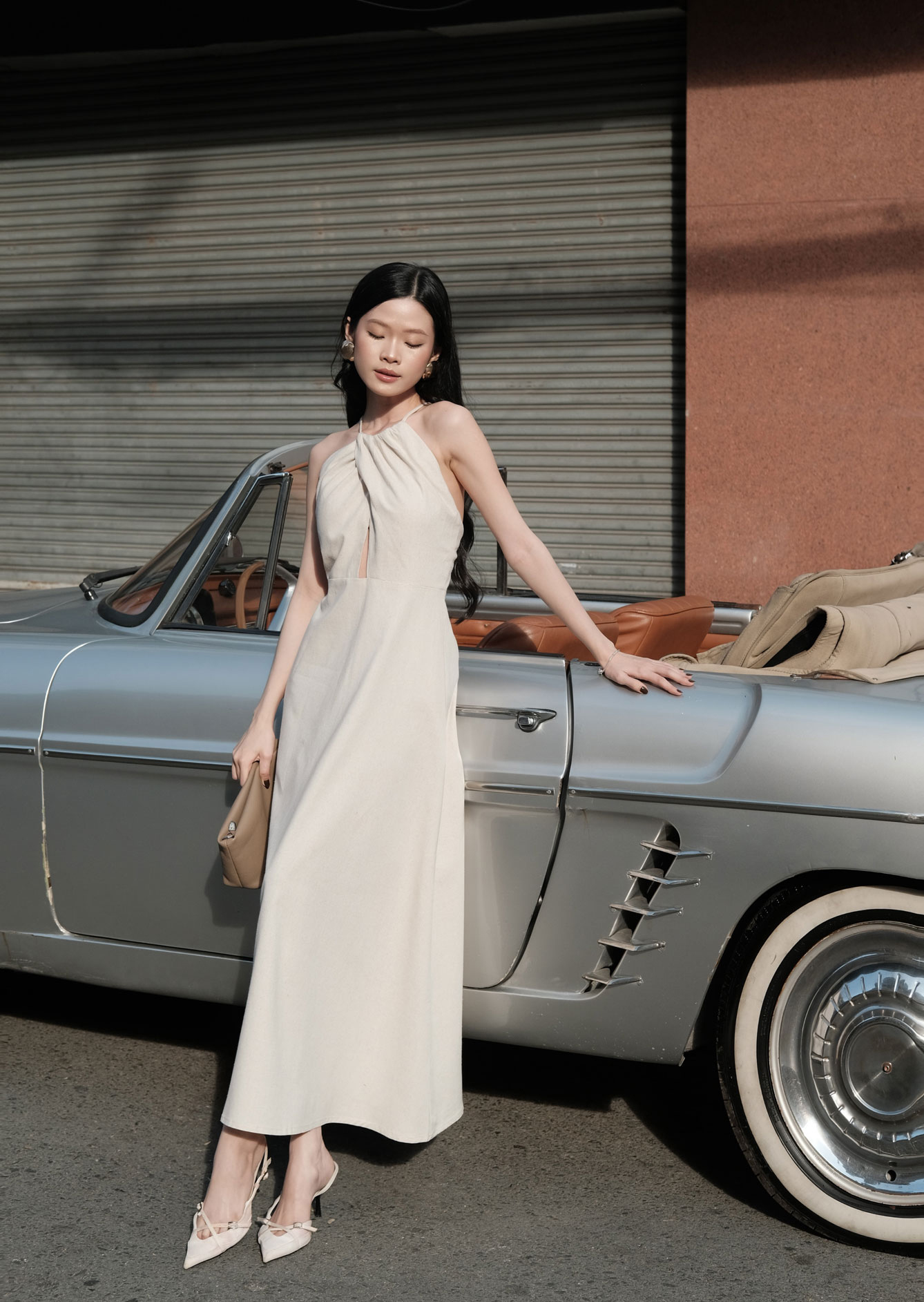 Liana Midi Dress - Linen - Beige - Image 10