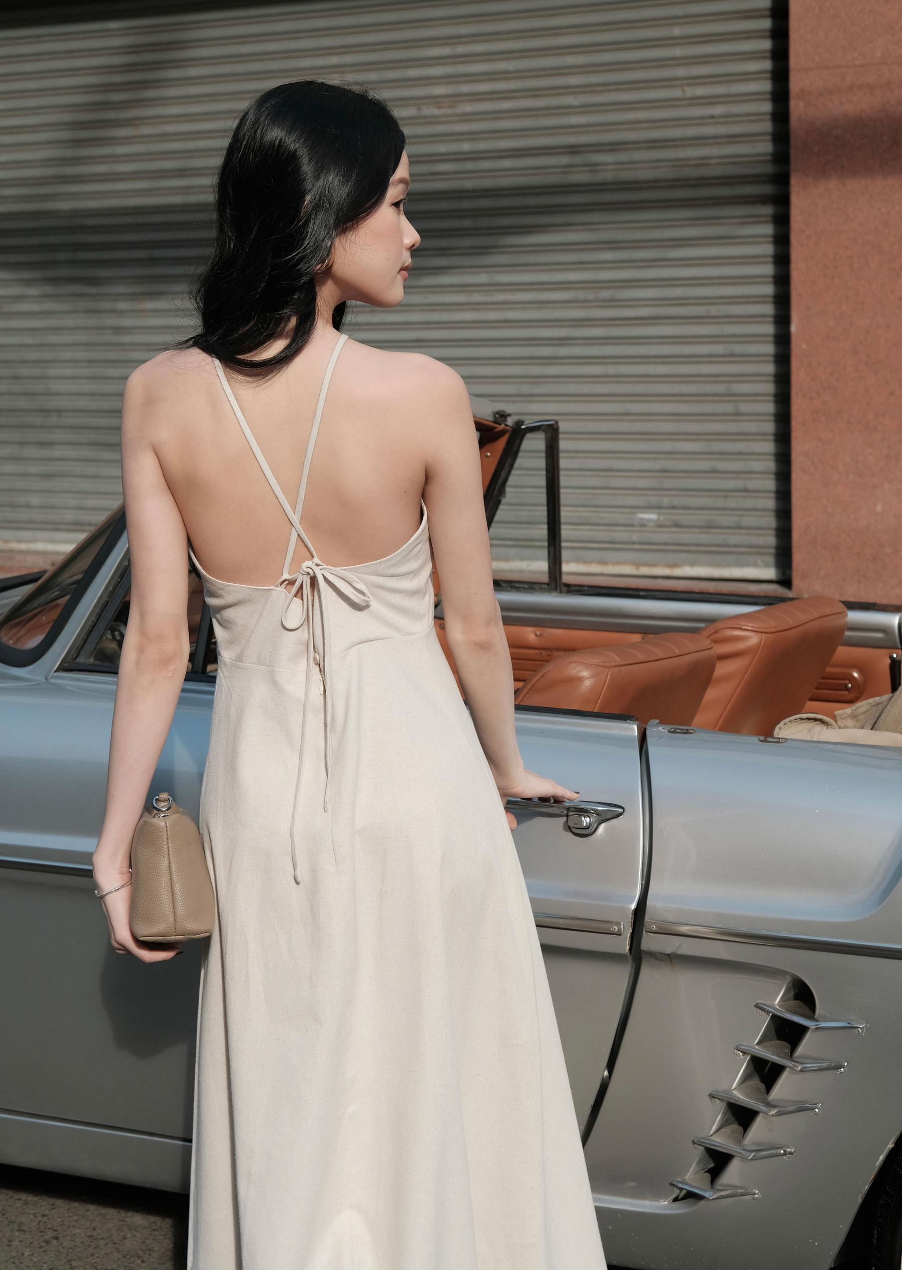 Liana Midi Dress - Linen - Beige - Image 9