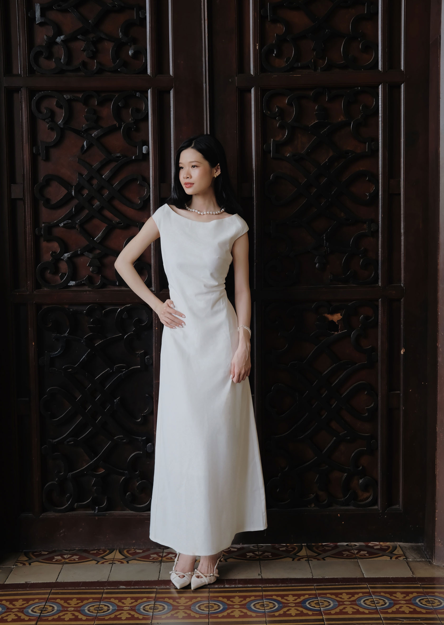 Lilas Midi Dress - Linen - White - Image 3