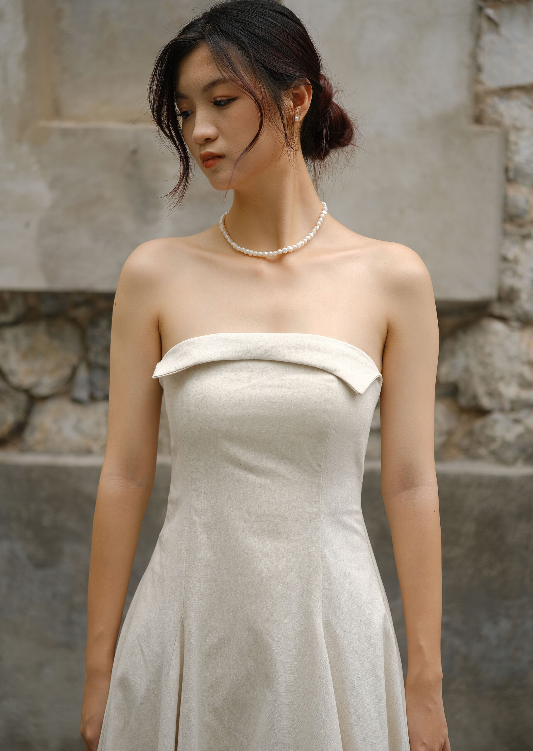 Lynn Midi Dress - Linen - Beige