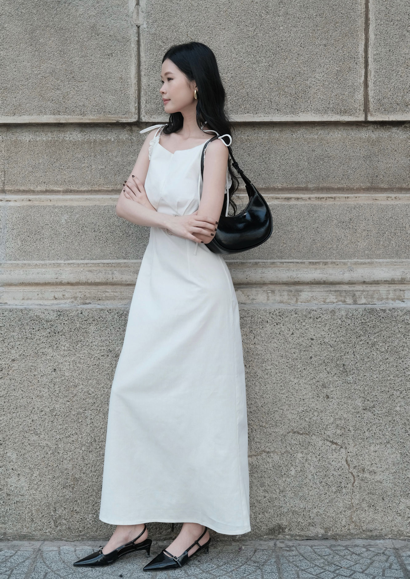 Pensee Midi Dress - Linen - White