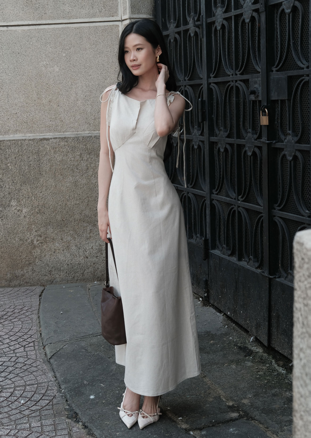 Pensee Midi Dress - Linen - Beige