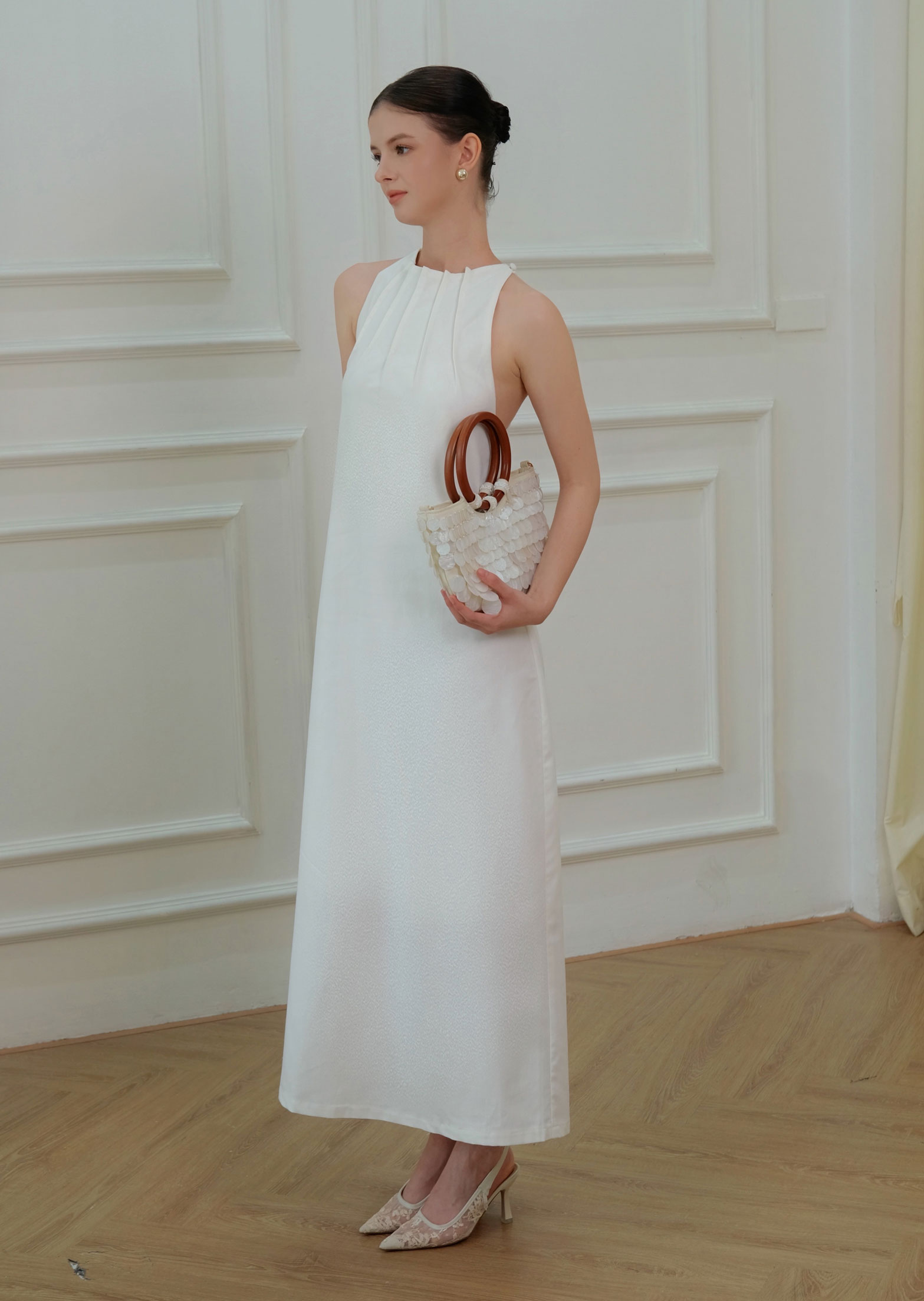 Sand Midi Dress - Linen - White