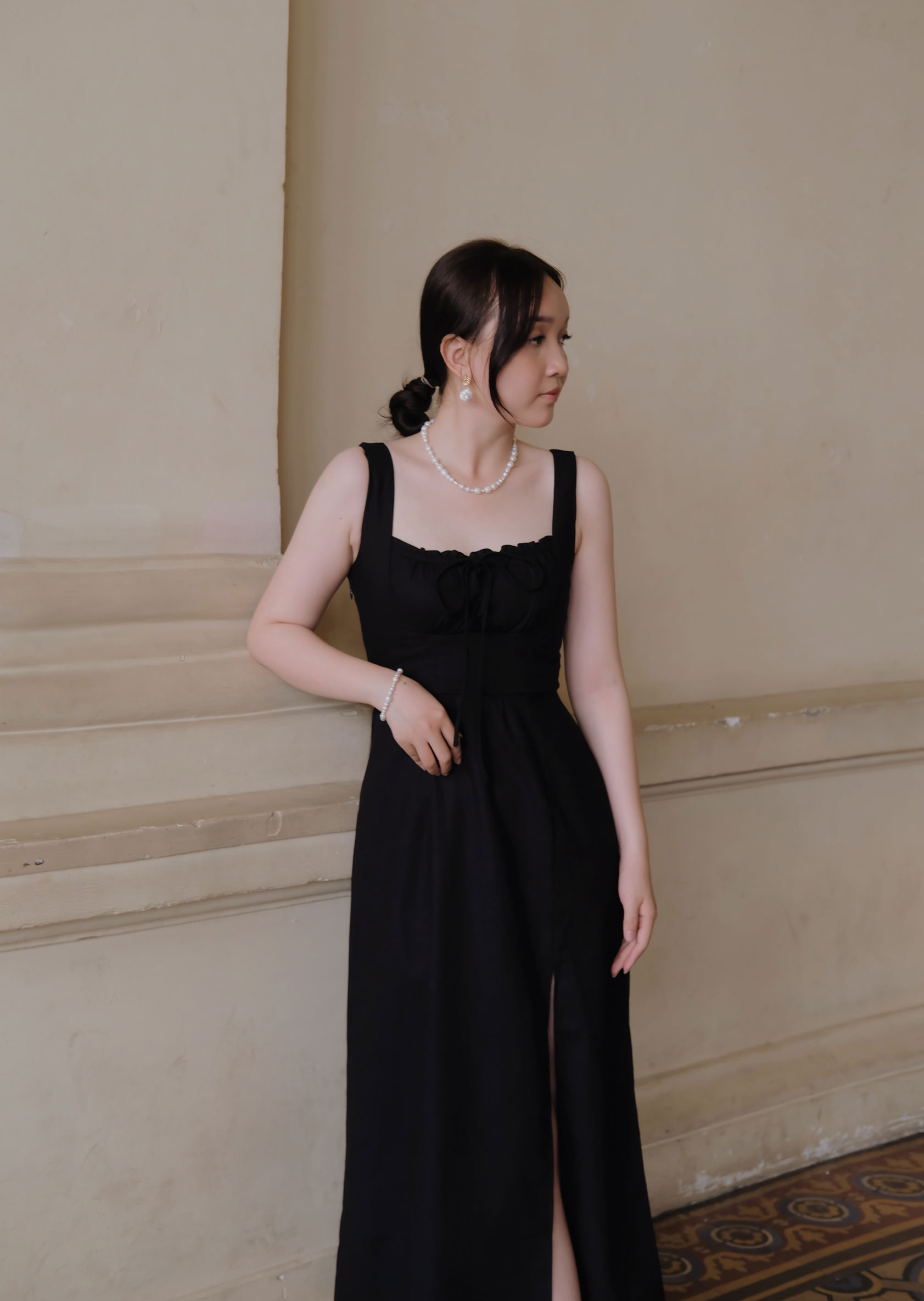 Solei Midi Dress - Linen - Black - Image 3