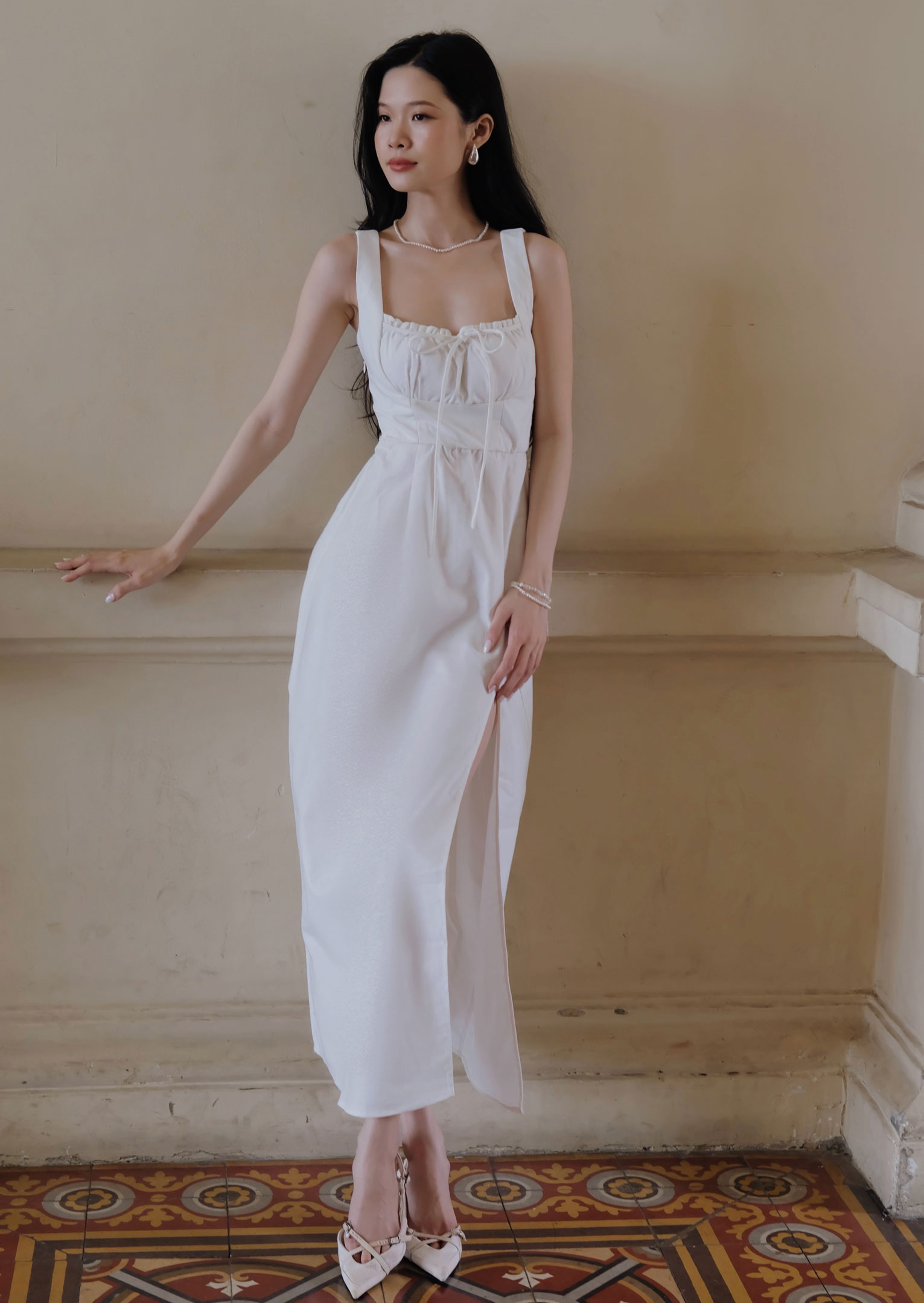 Solei Midi Dress - Linen - White - Image 4