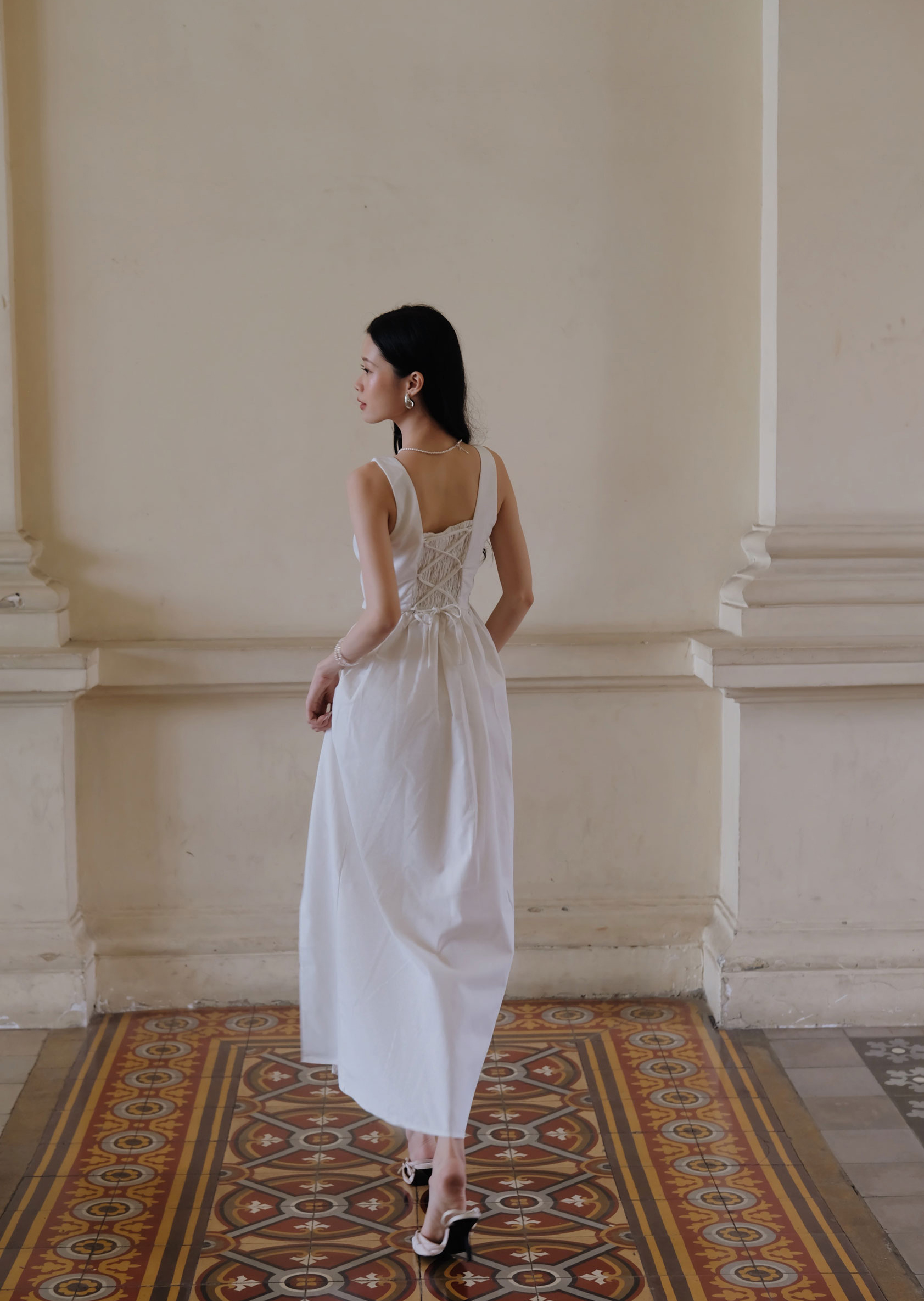 Solei Midi Dress - Linen - White - Image 3