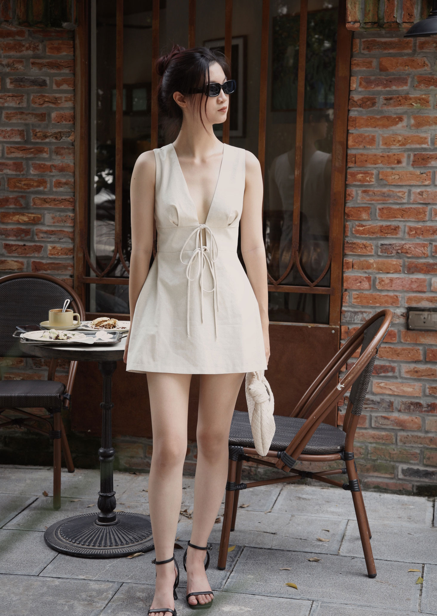 Xeo Mini Dress - Linen - Beige