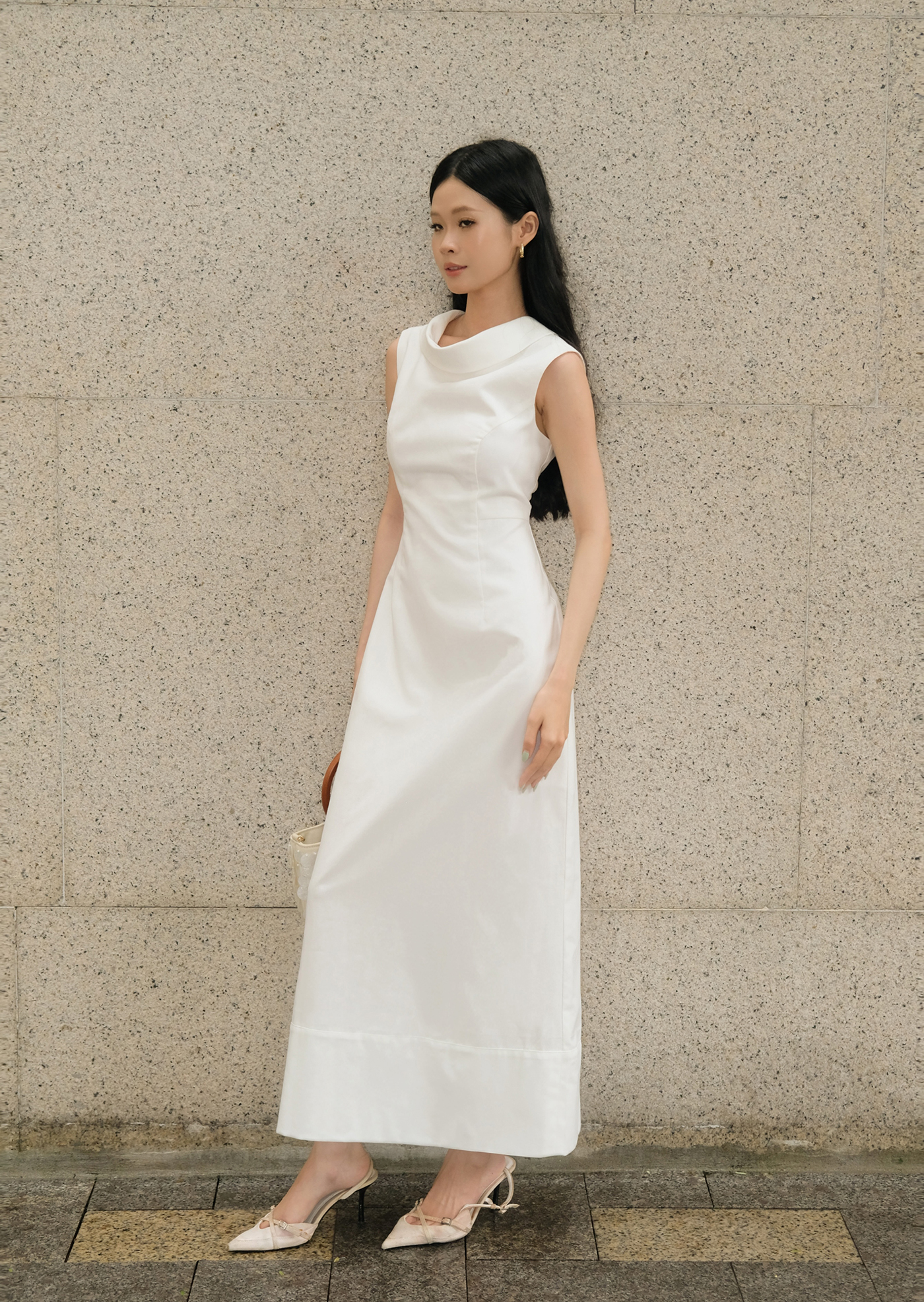 Aira Midi Dress - Linen - White