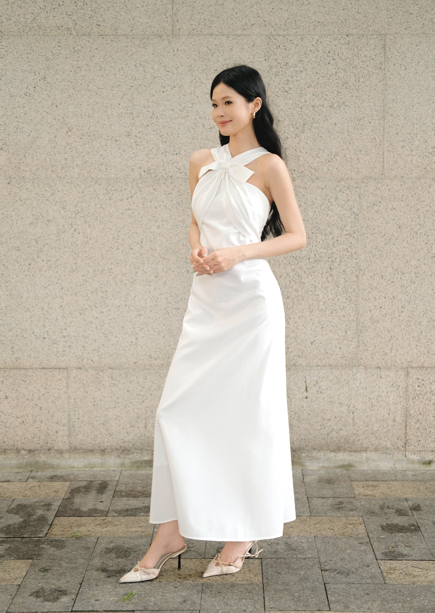 Mora Midi Dress - Linen - White