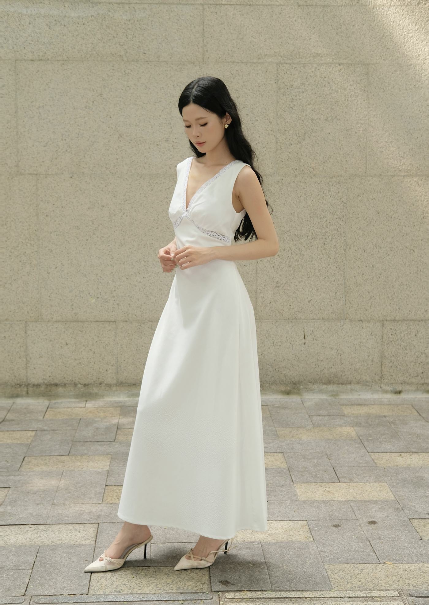 Nami Midi Dress - Linen - White