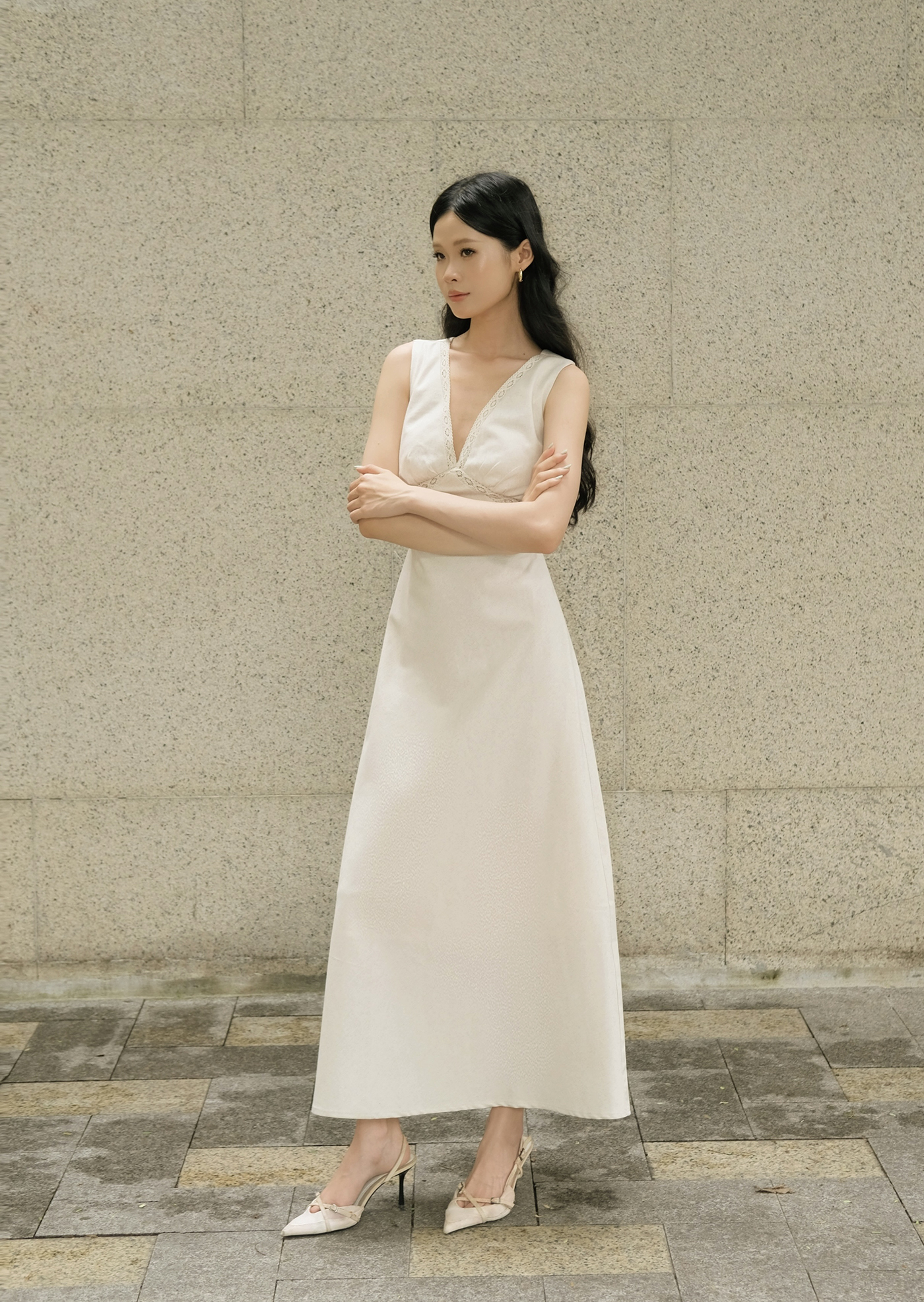 Nami Midi Dress - Linen - Beige
