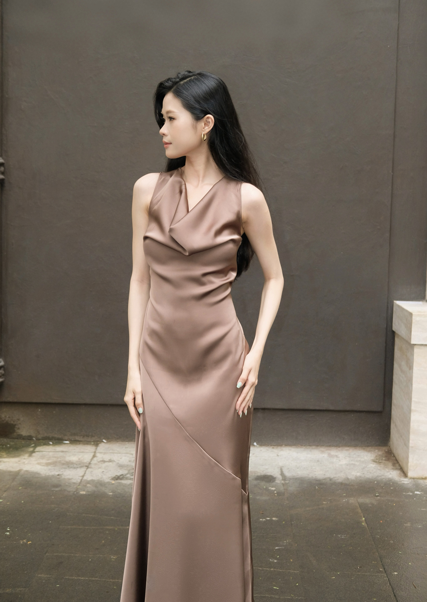 Alternative view of Sila Maxi Dress - Silk - Brown