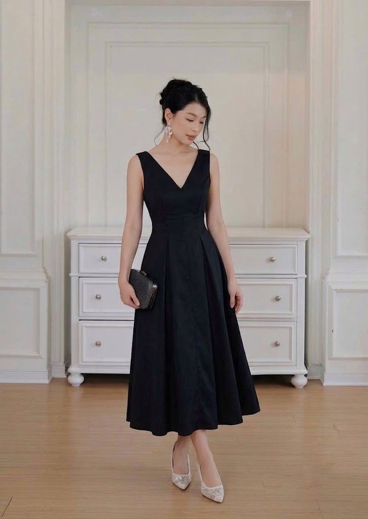 Adele Midi Dress - Linen - Black