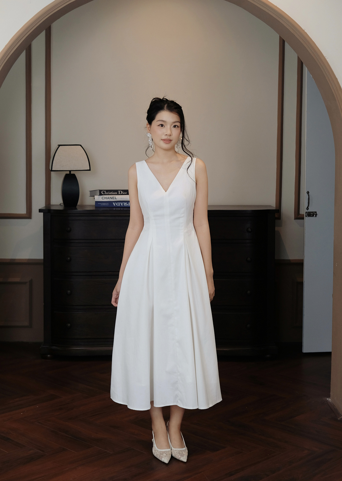 Adele Midi Dress - Linen - White