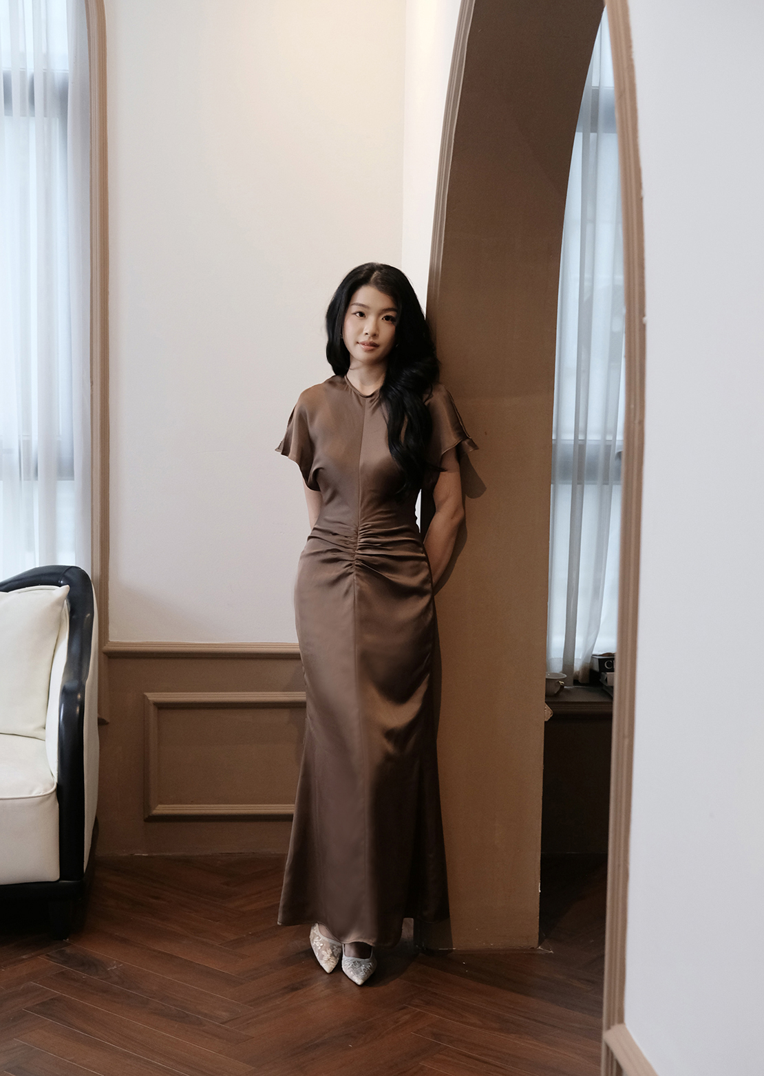 Alma Maxi Dress - Silk - Brown