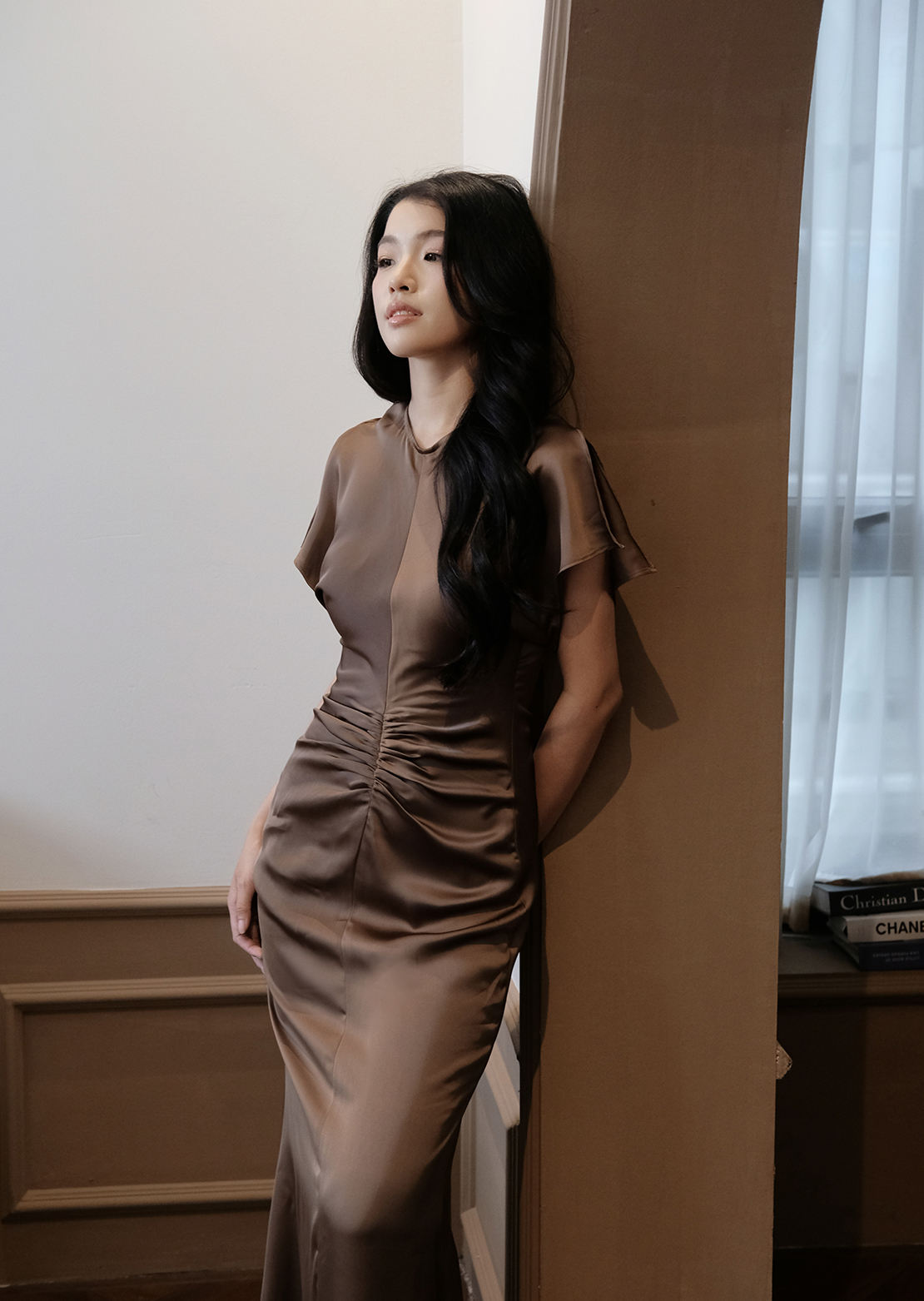 Alternative view of Alma Maxi Dress - Silk - Brown