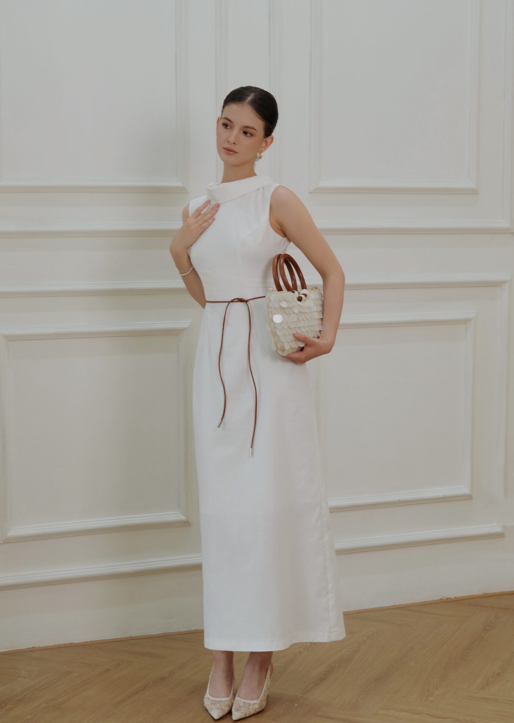 Amie Midi Dress - Linen - White