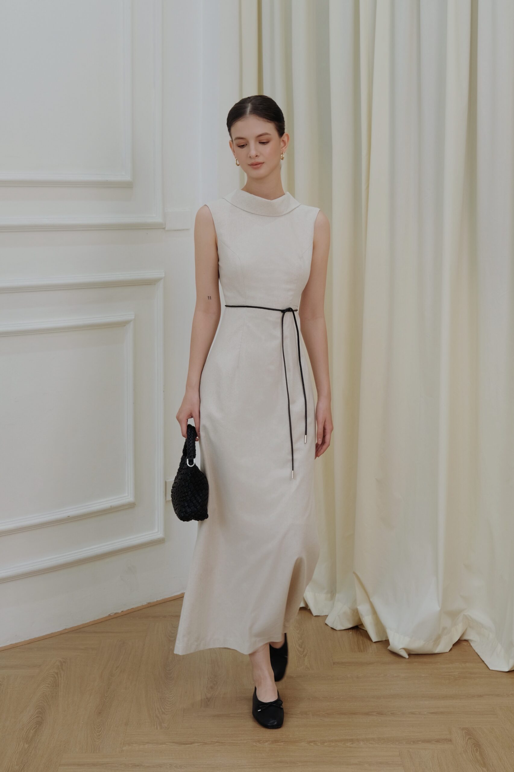 Amie Midi Dress - Linen - Beige - Image 4