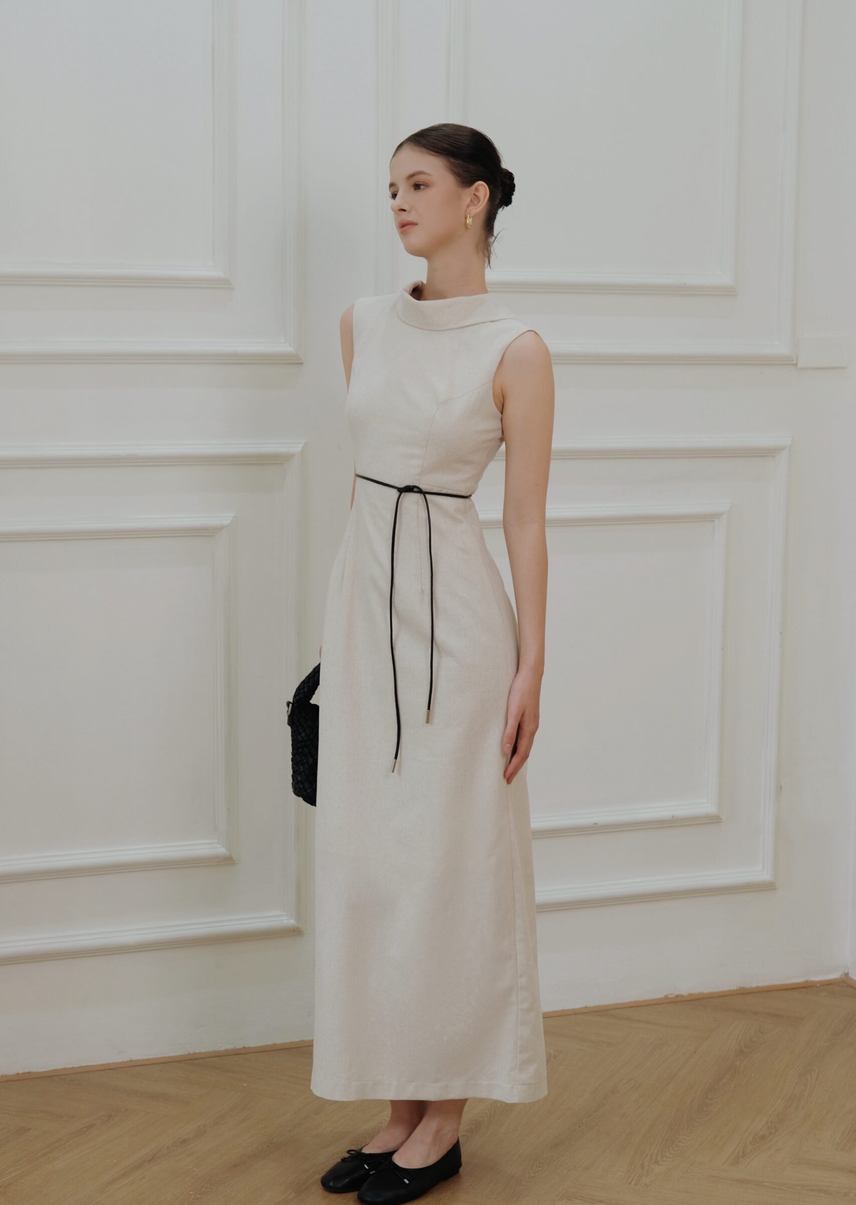 Amie Midi Dress - Linen - Beige