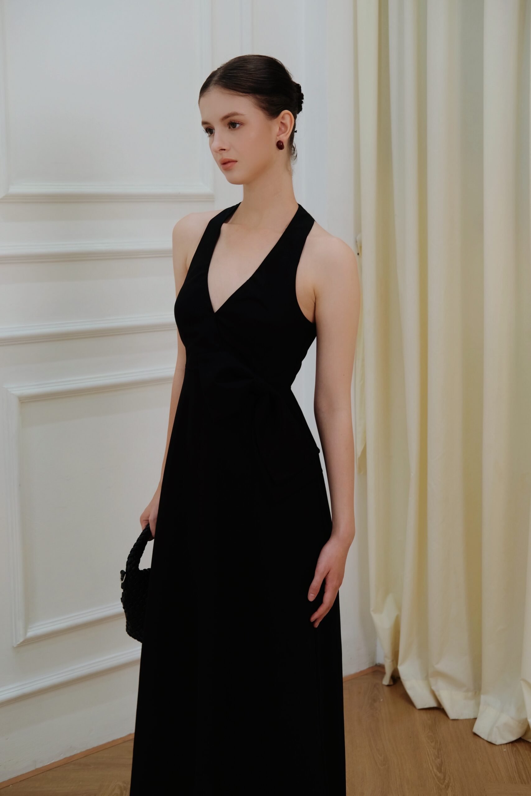 Alternative view of Elva Midi Dress - Linen - Black