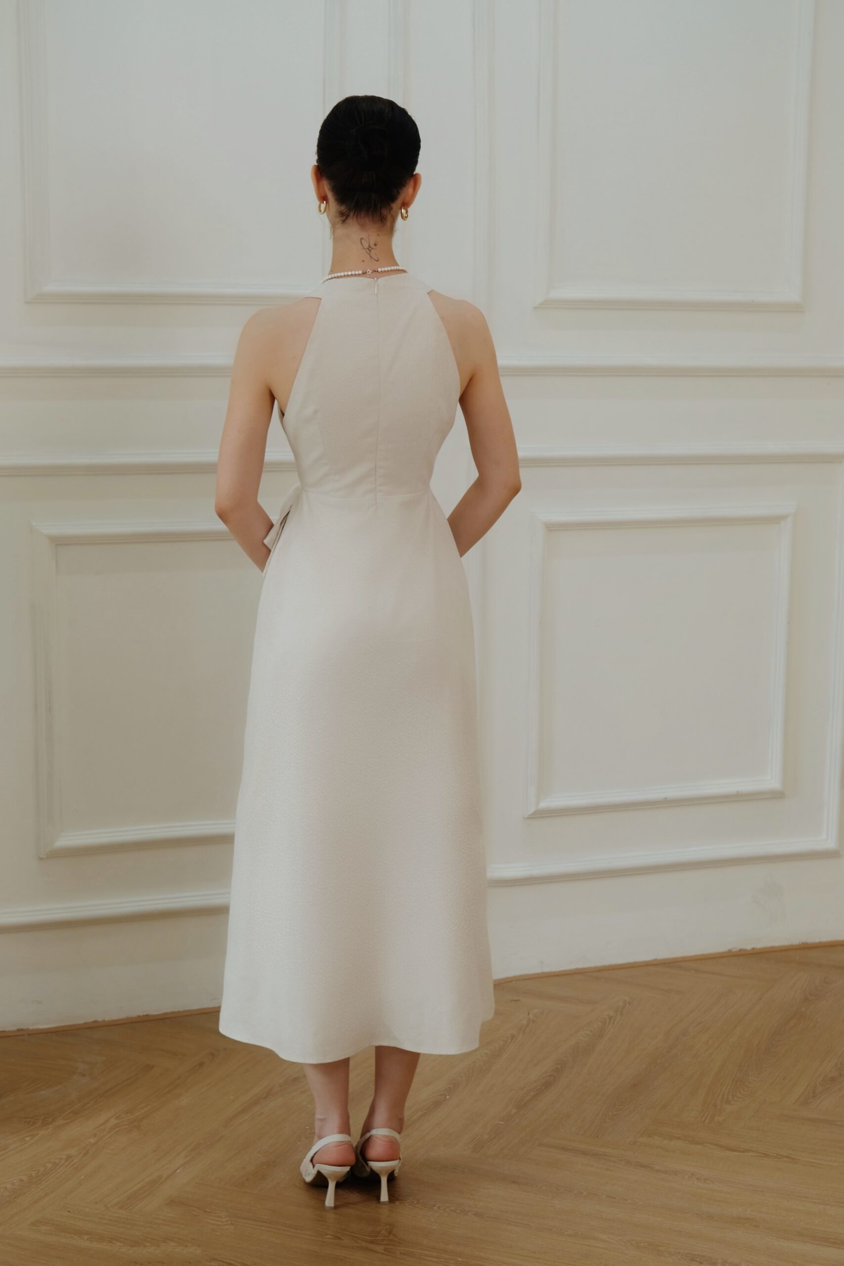Elva Midi Dress - Linen - Beige - Image 4
