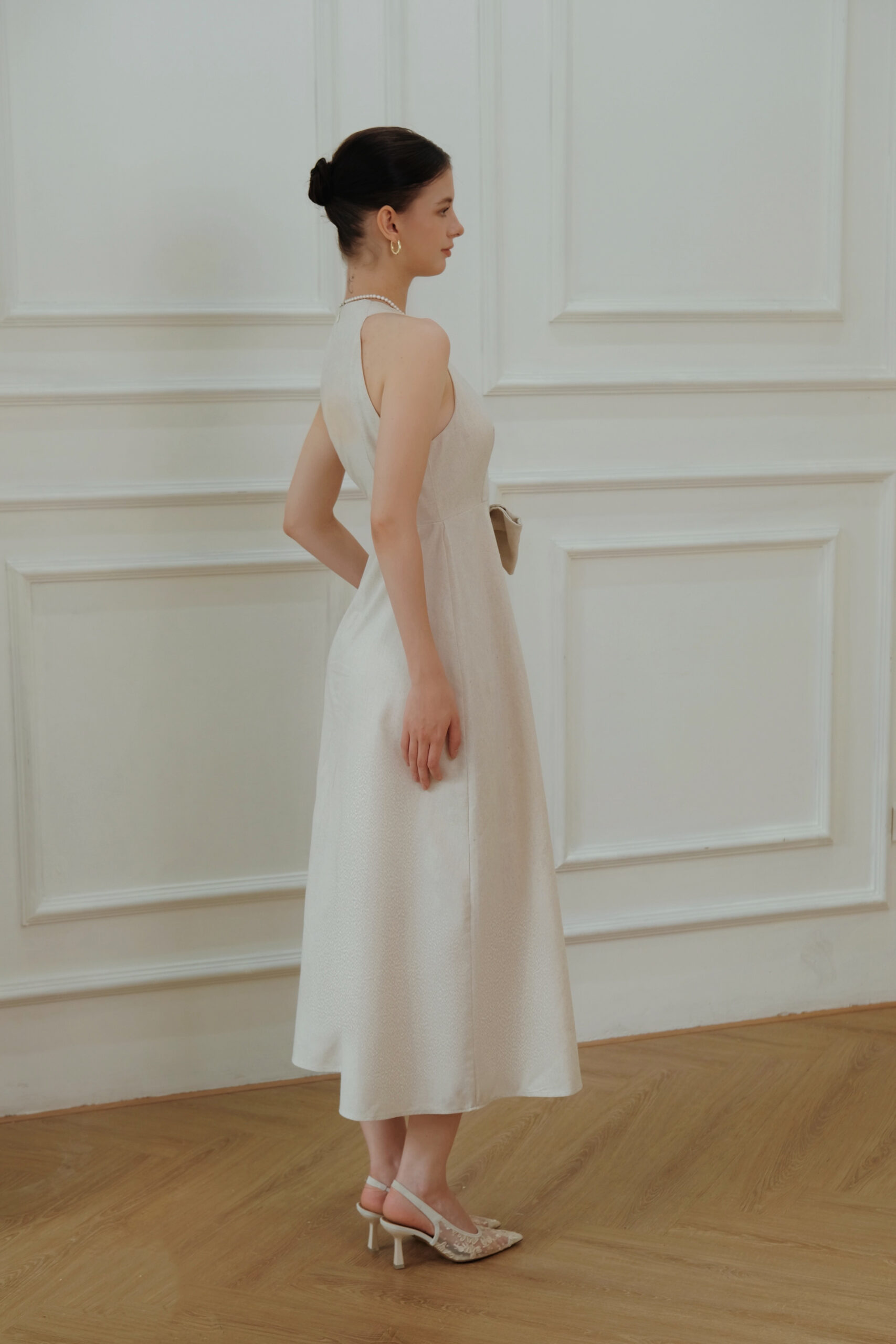Elva Midi Dress - Linen - Beige - Image 5