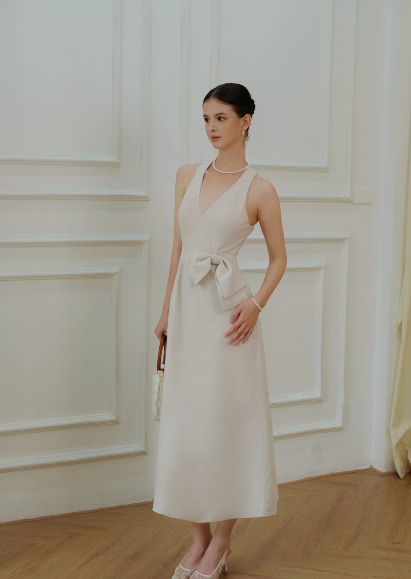 Elva Midi Dress - Linen - Beige